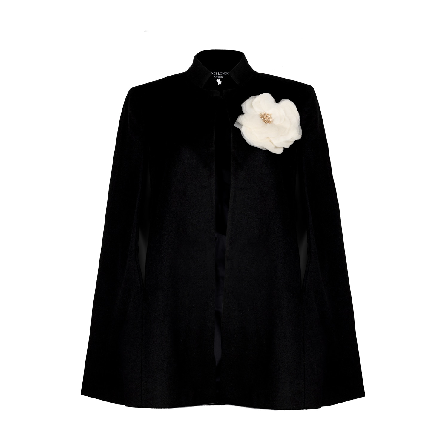 Laines London Women's Black / Gold / Neutrals Laines Couture Tailored Cape With Embellished Cream Corsage In Black/gold