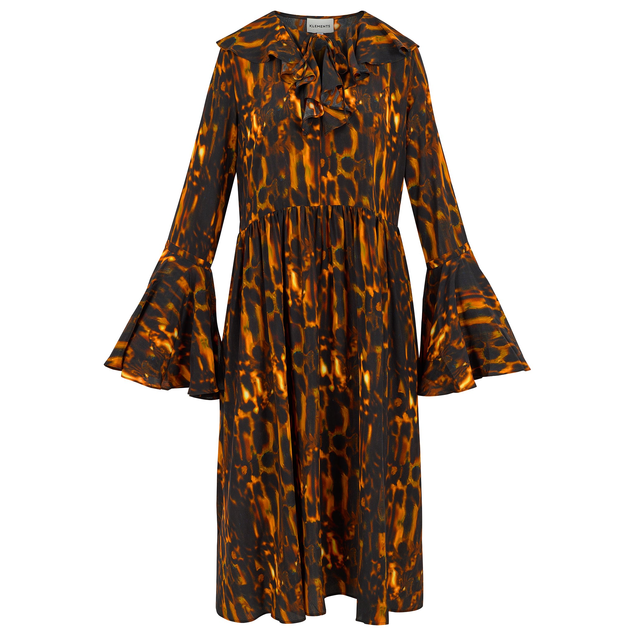 Klements Women's Black Morhav Silk Dress In Tortoise Shell Print In Black