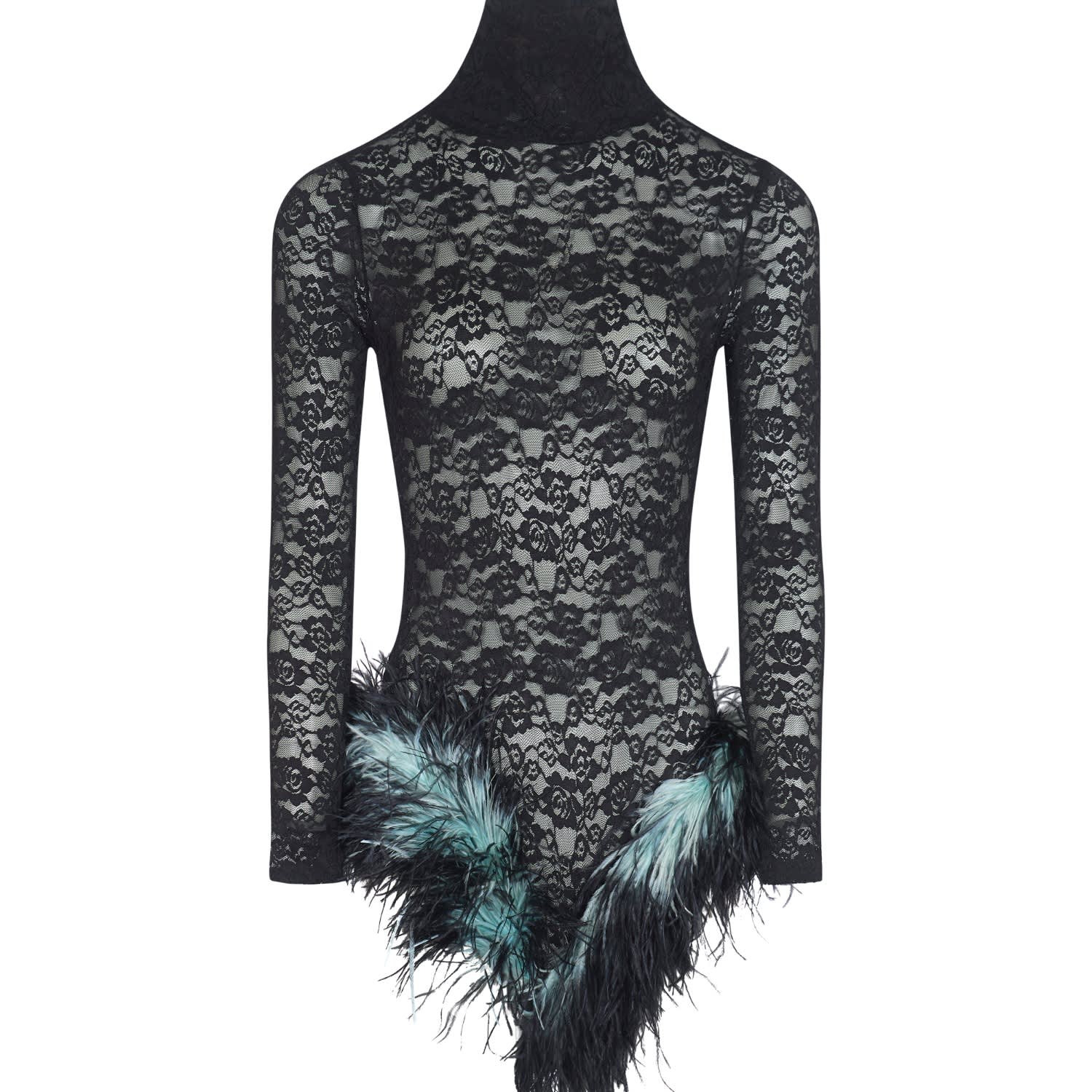 Junie Women's Black / Blue Gia Body & Tights - Black Lace / Dark Blue Trim In Multi