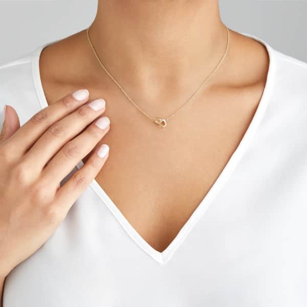 Lily & Roo Solid Gold Interlinking Two Ring Necklace
