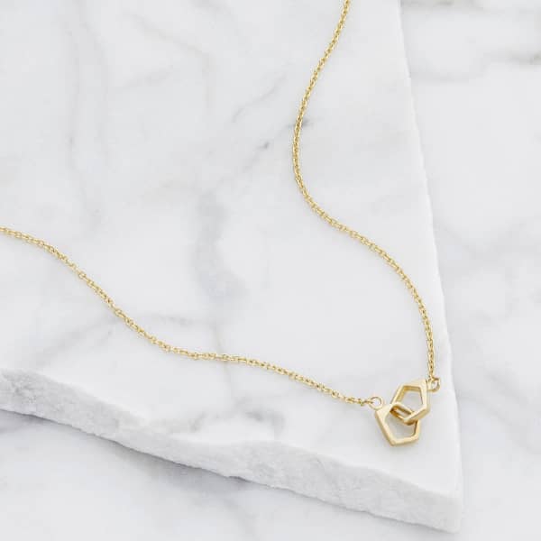 Lily & Roo Solid Gold Interlinking Two Ring Necklace