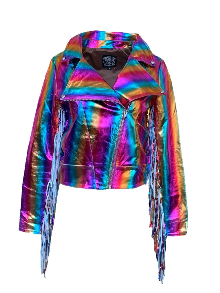 Any Old Iron Women's  Rainbow Moto In Black