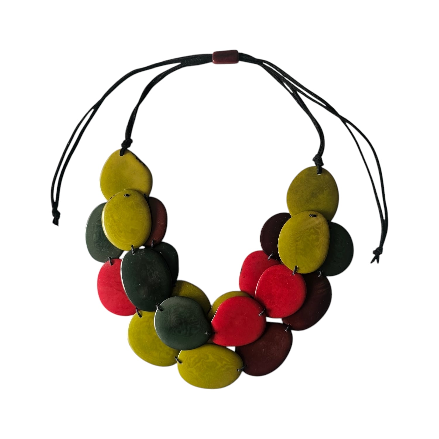 Shamuk Women's Green / Red Tagua Necklace Green Dark Green And Red