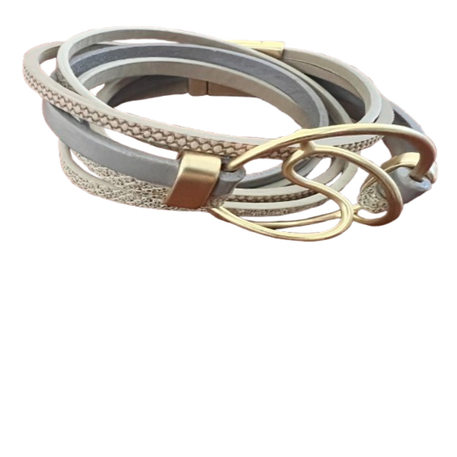 Saachi Women's Gold Leather Abstract Wrap Bracelet