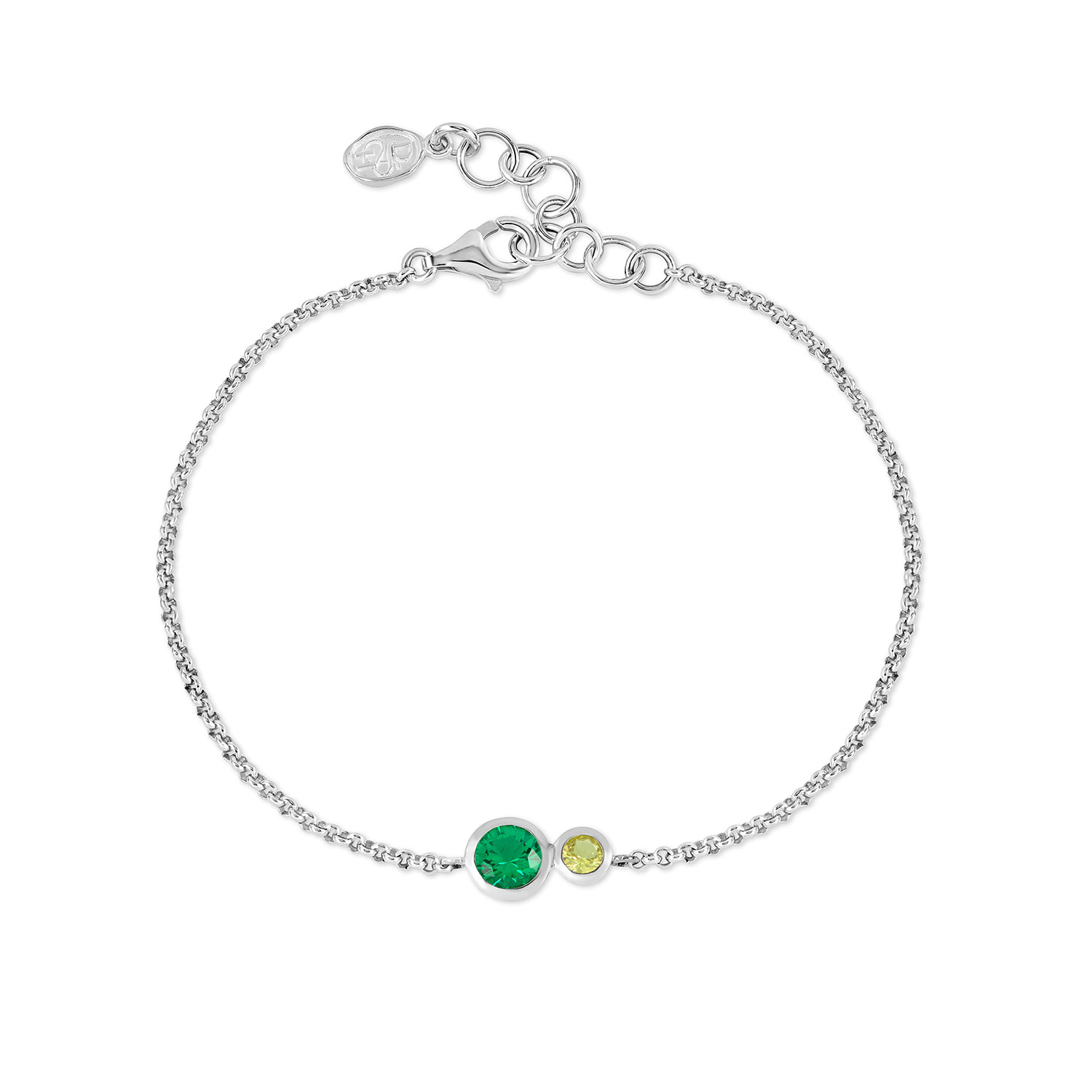 Dower & Hall Women's Silver / Green Greens Tutti Frutti Duo Chain Bracelet In Silver