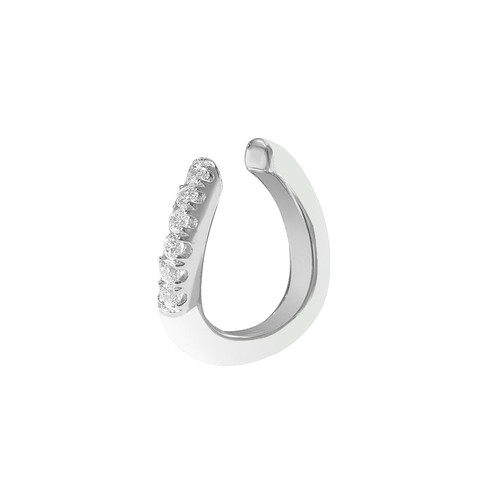 Gold Trip Women's Silver / White White Enamel Wave Ear Cuff In Silver
