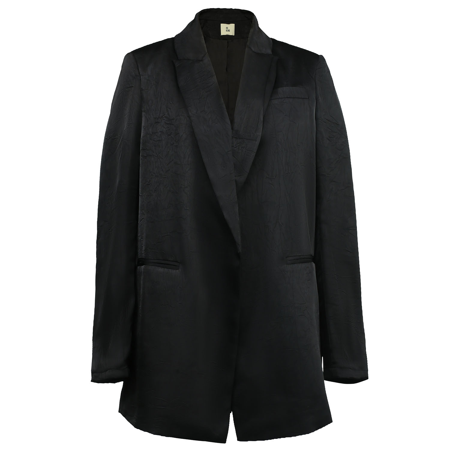 Women's Blazer Long In Satin Minimaliste - Black | Small | Smart and Joy