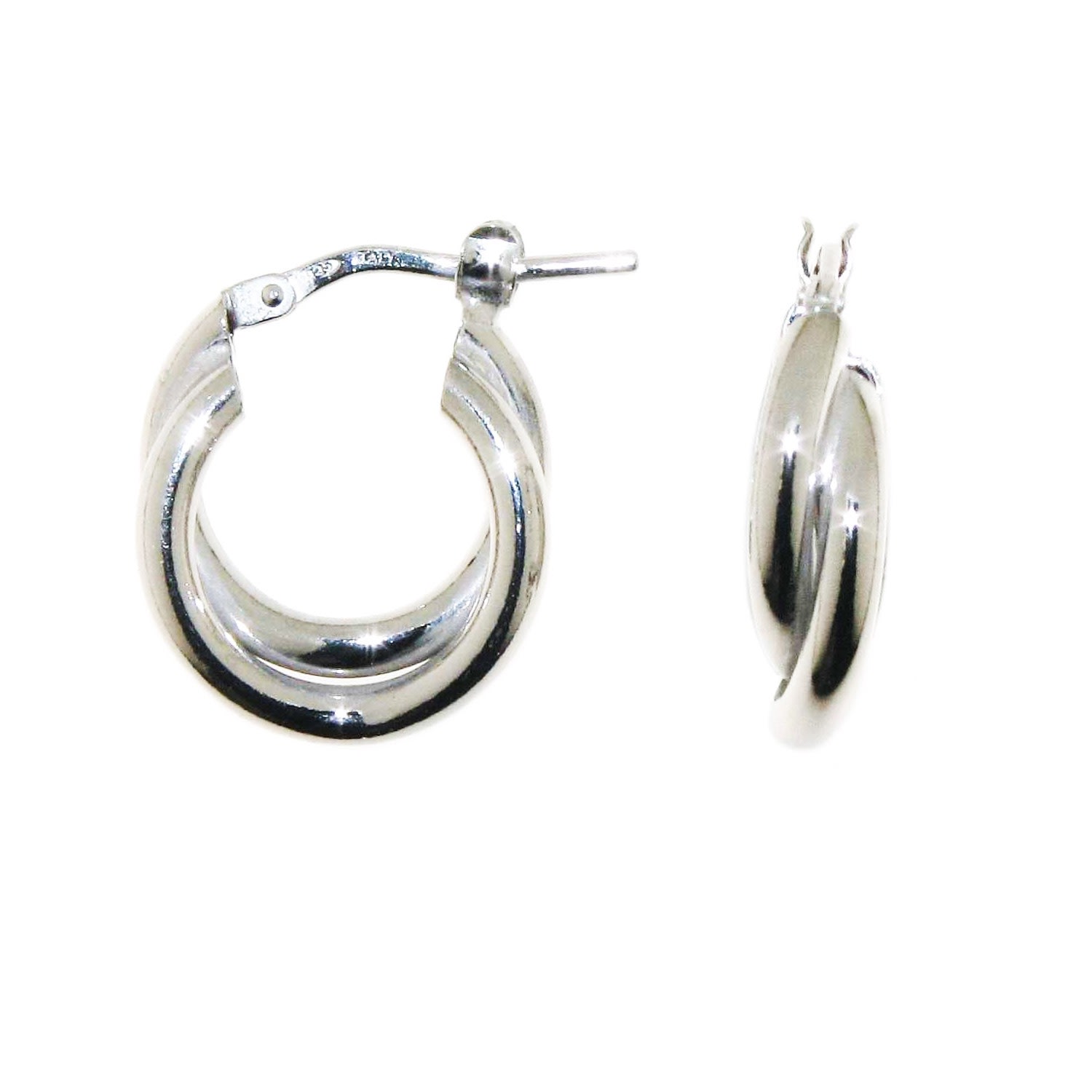 Women’s Double Twist Huggies - Silver The Hoop Station