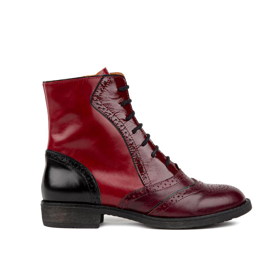 Black / Red Brick Lane Boots - Claret & Red & Black - Womens Ankle Boots 8 Uk Embassy London Usa