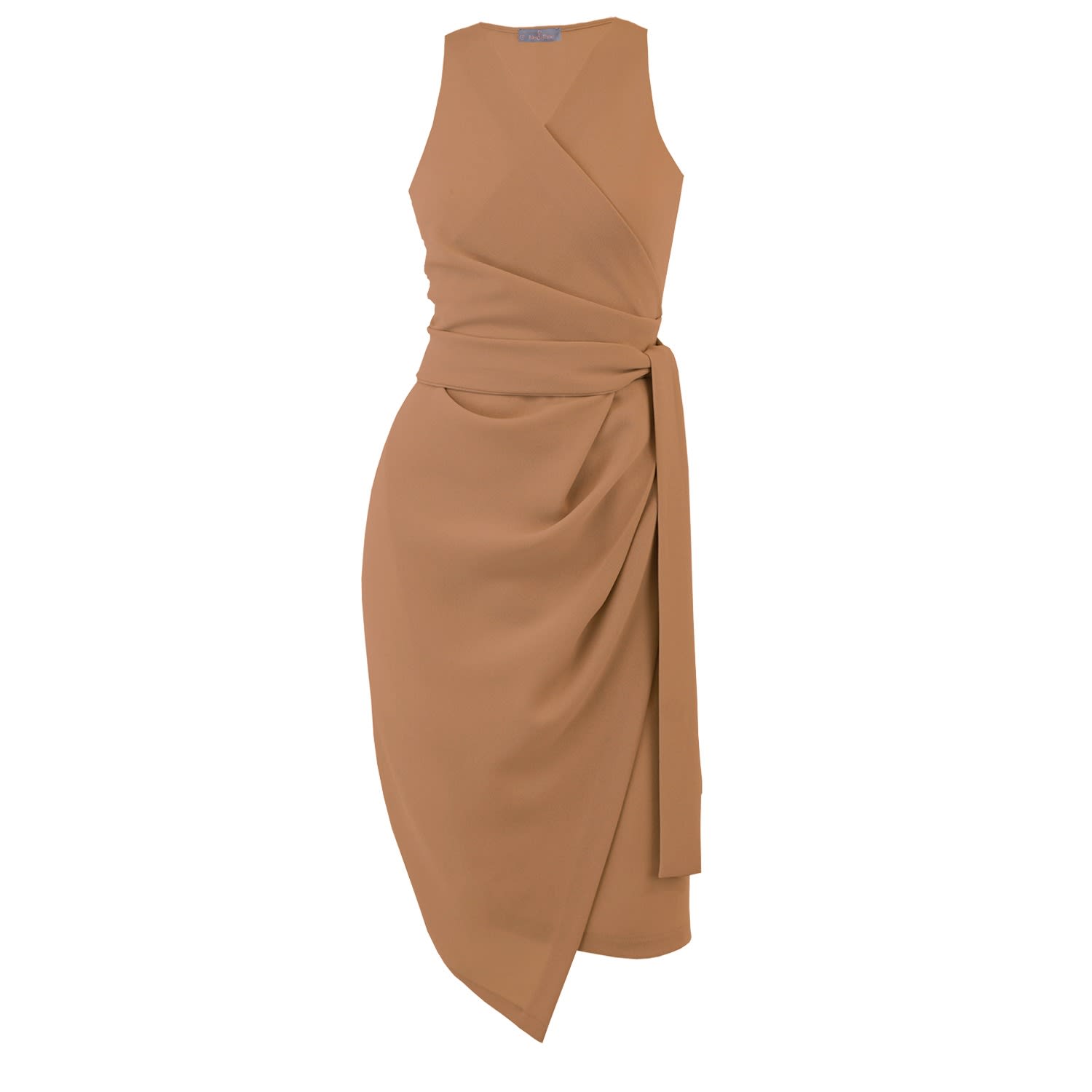 camel wrap dress