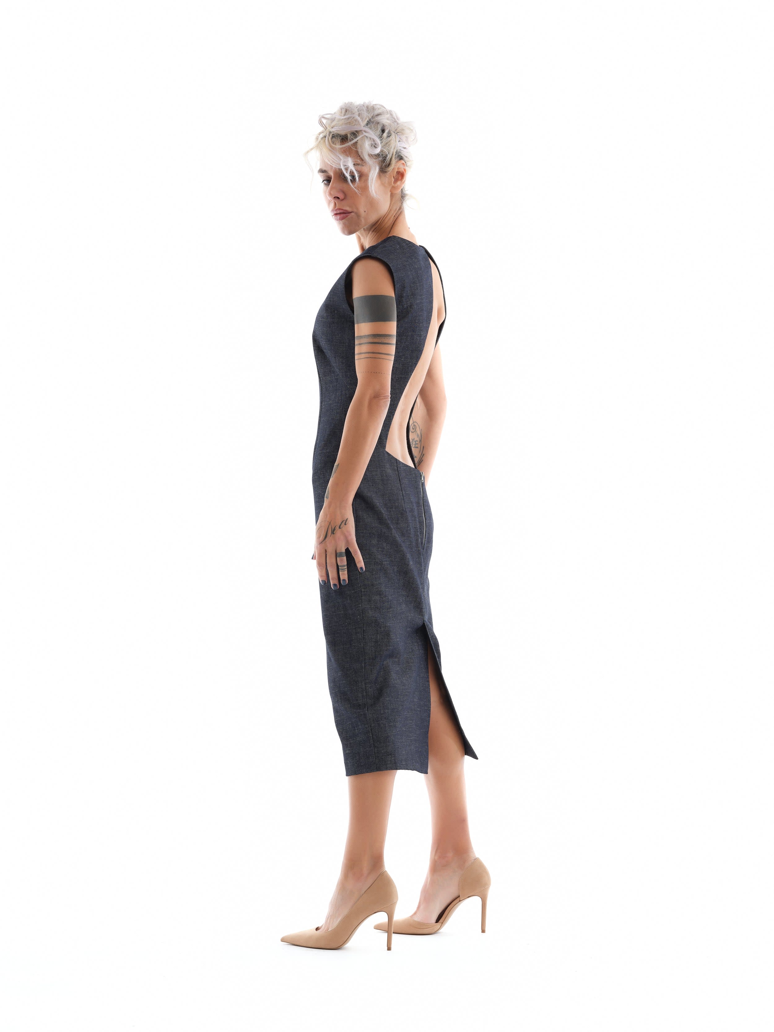 denim cut out dress Light Spaghetti Straps and nights out. Denim Circle Cutout Halter Maxi