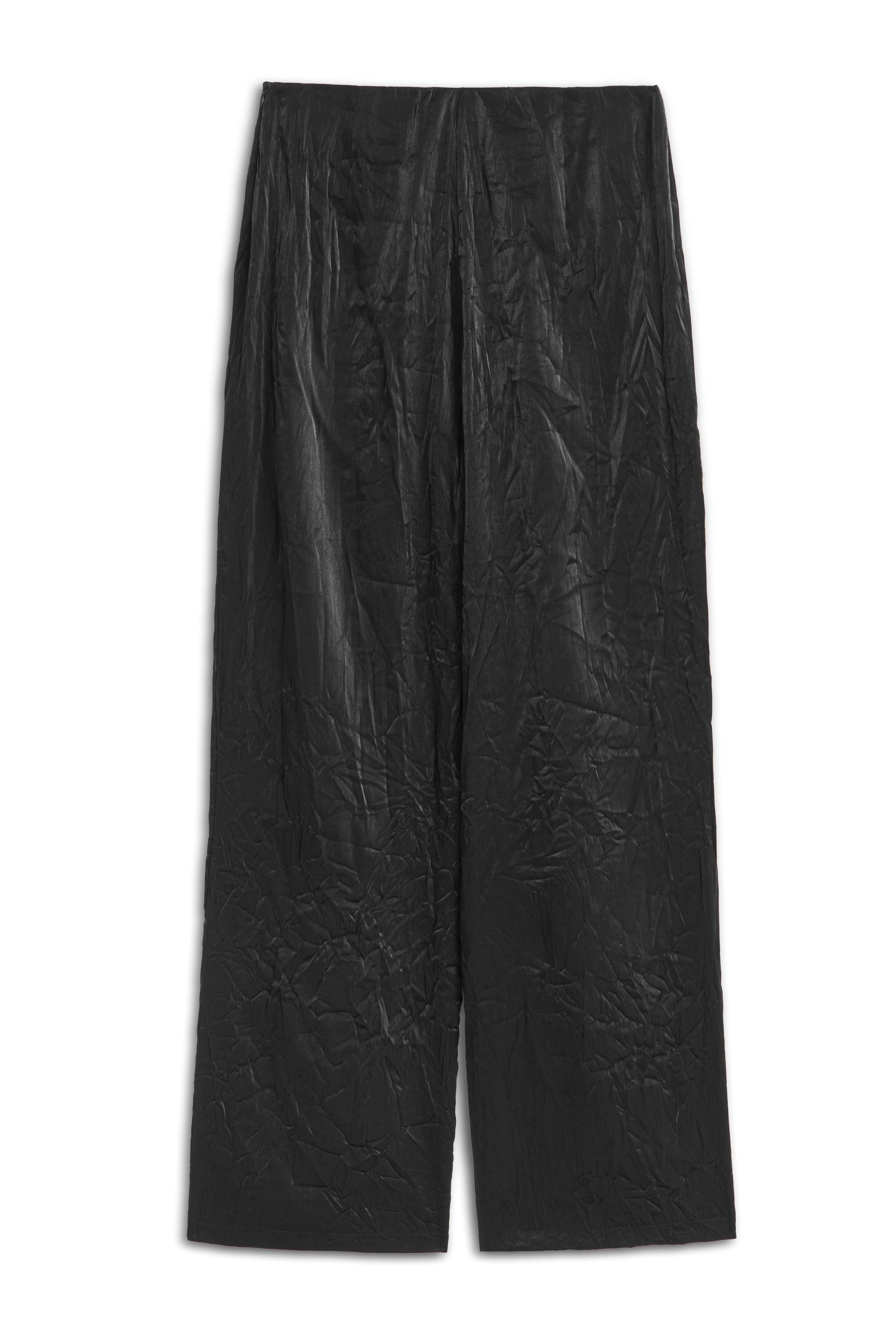 Nocturne Women's Black Wrinkled Wide-leg Pants In Black