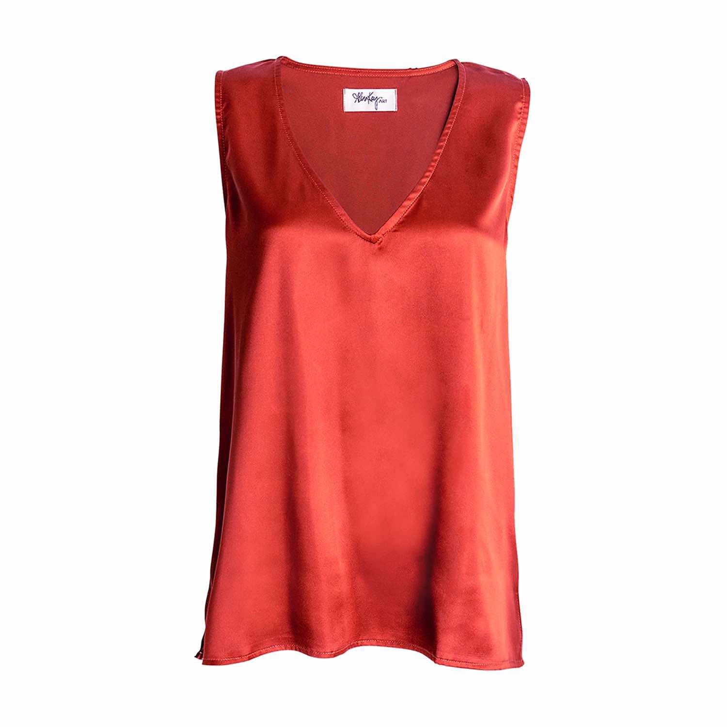 Alanakayart Women's Brown / Neutrals Katie Sleeveless V-neck Blouse - Rust In Brown