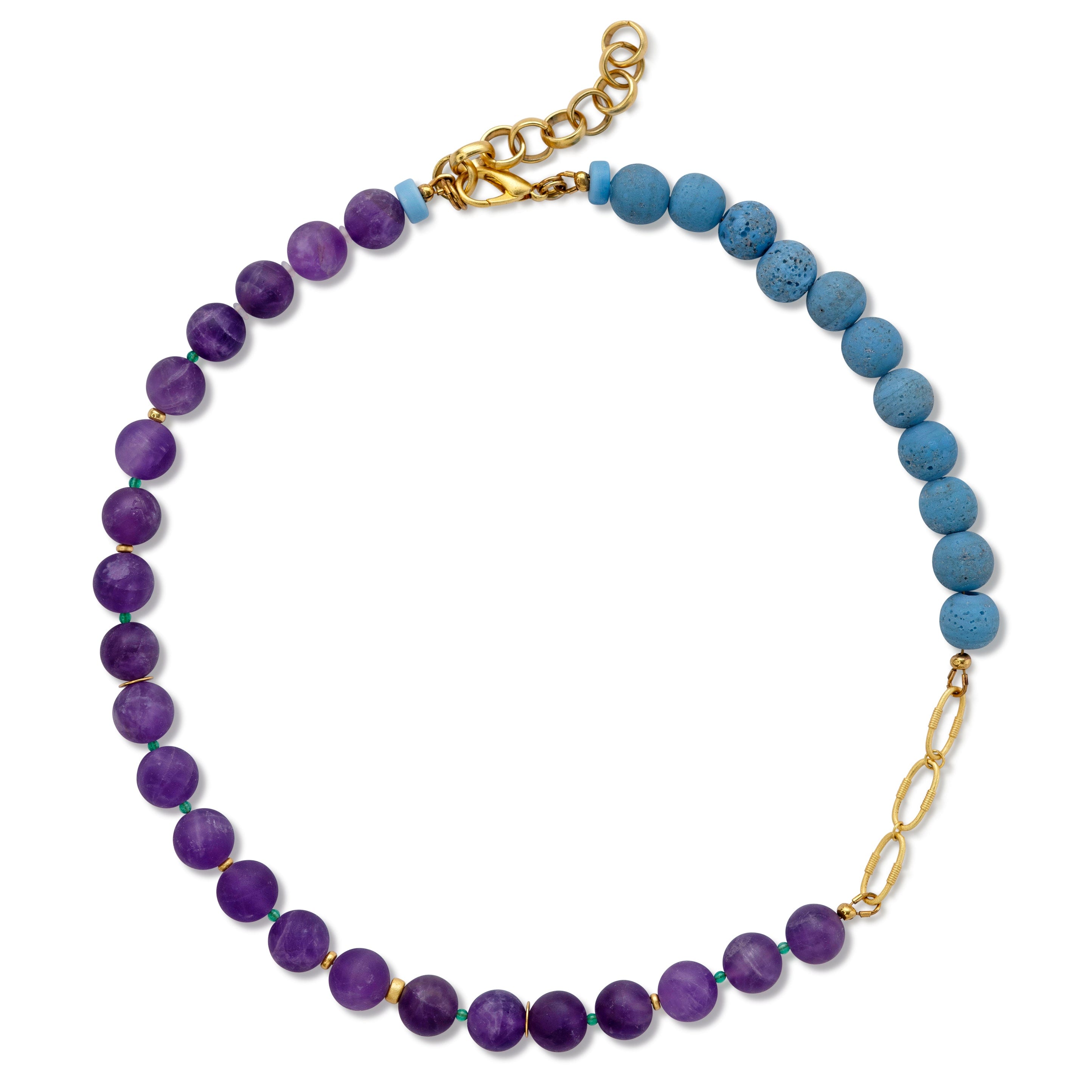 Bombyx House Women's Gold / Blue / Purple Amethyst & Blue Ceramic Gold Chain Necklace In Multi