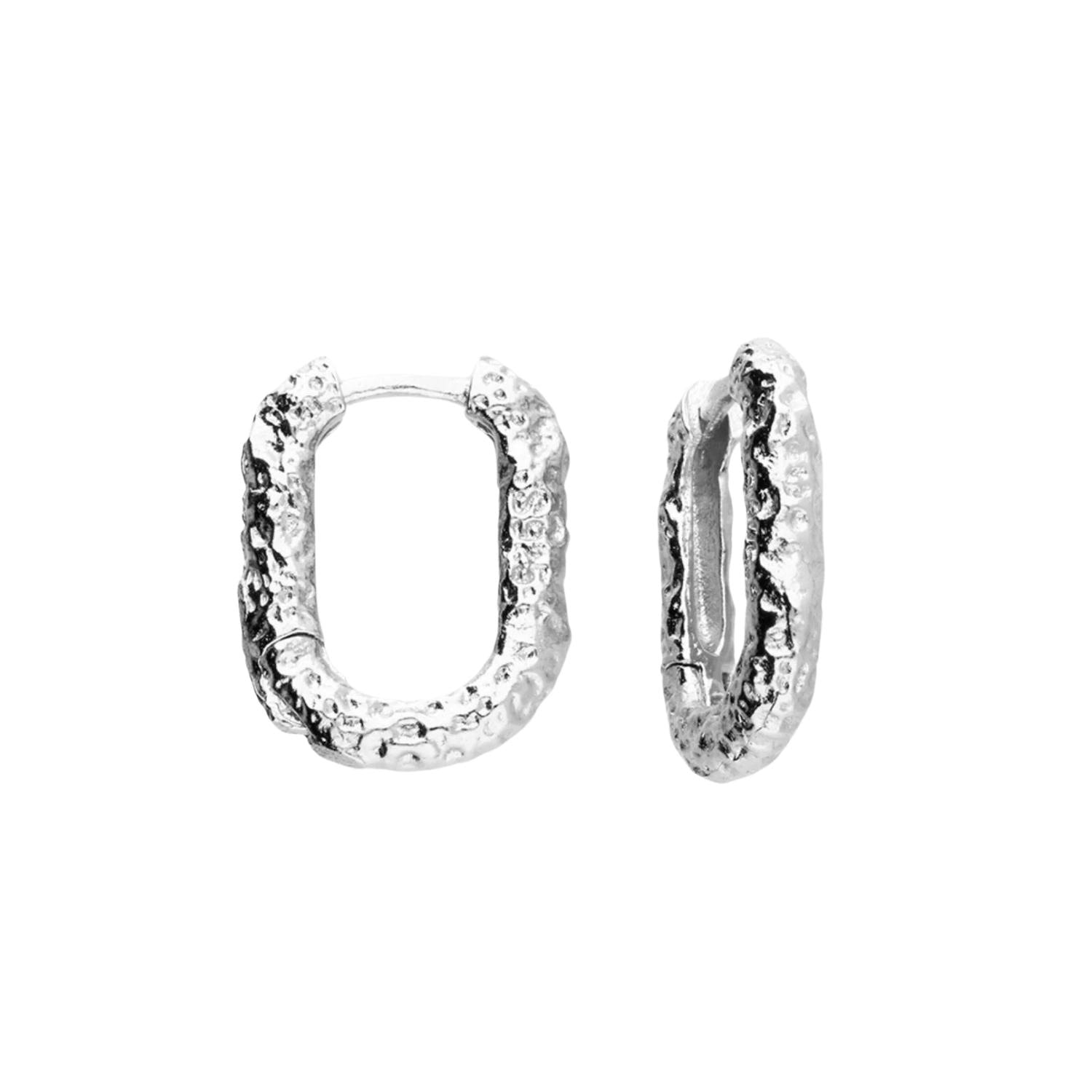 Women’s Molten U-Shaped Huggie Earrings Silver Fiyah Jewellery