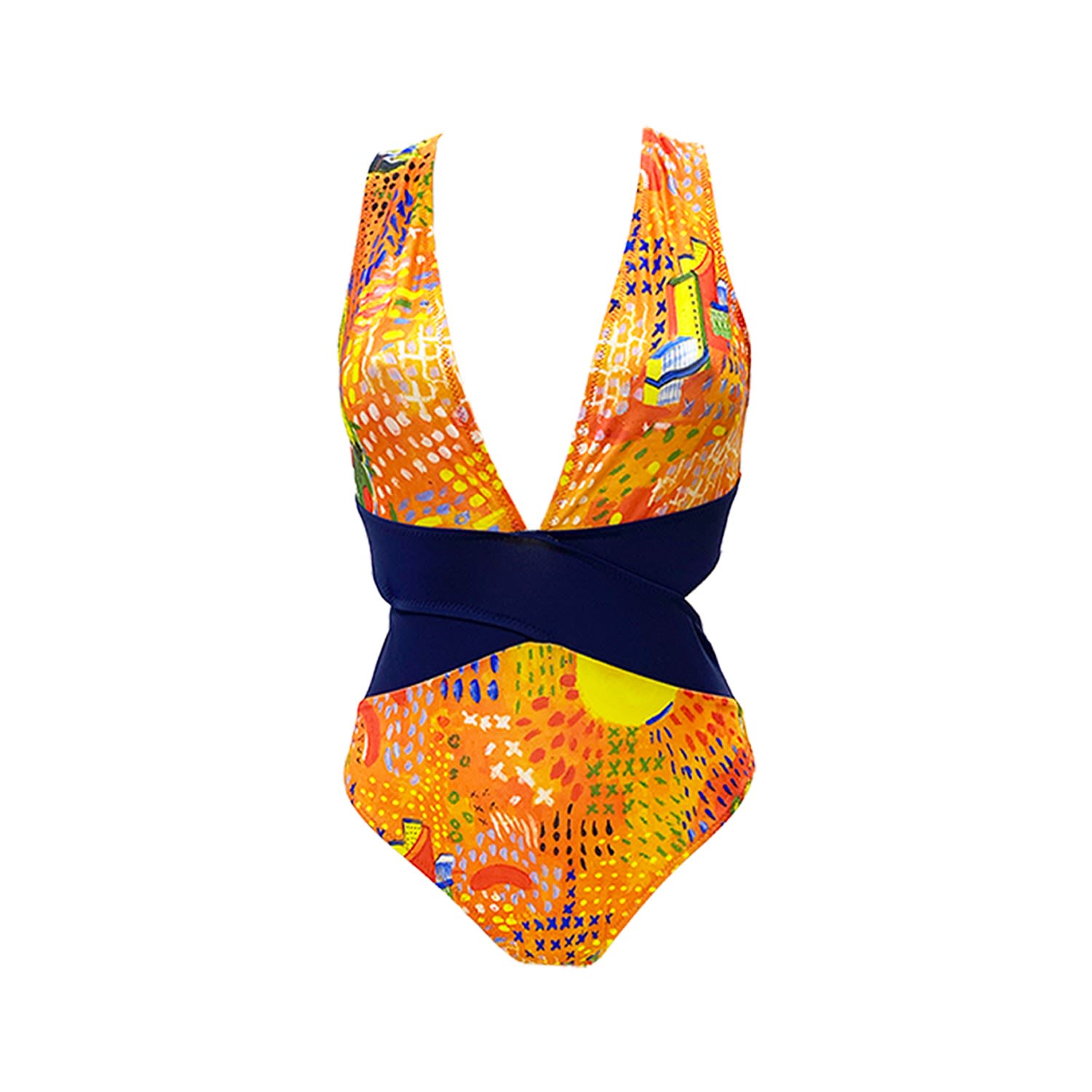 Women’s Yellow / Orange Aulala X Lola One Piece Artistic Swimsuit - Golden Daydreaming Xxs Aulala Paris