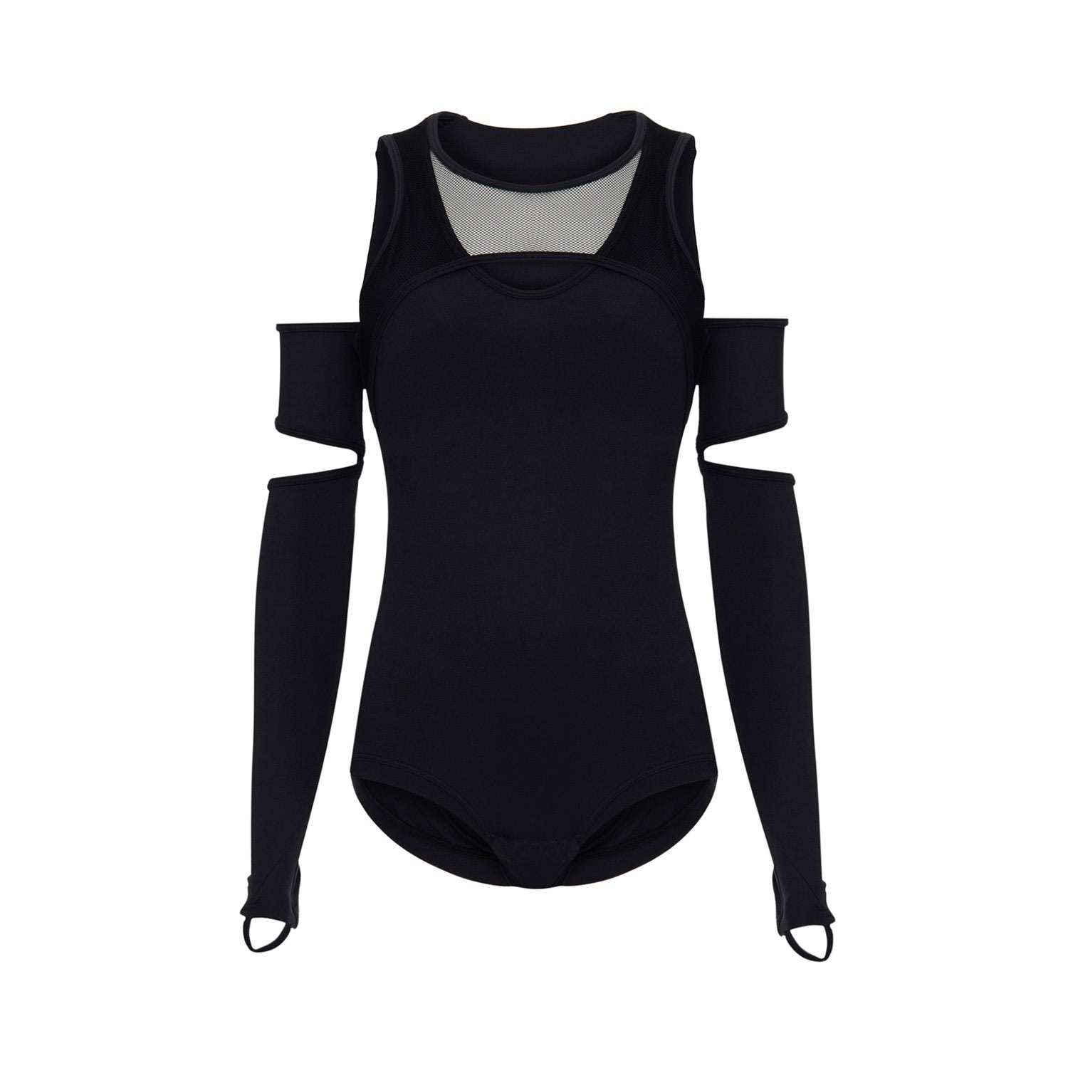 Women’s Overlapping Mesh Tech Bio Attivo Classic Bodysuit Nero Black Large Balletto Athleisure Couture