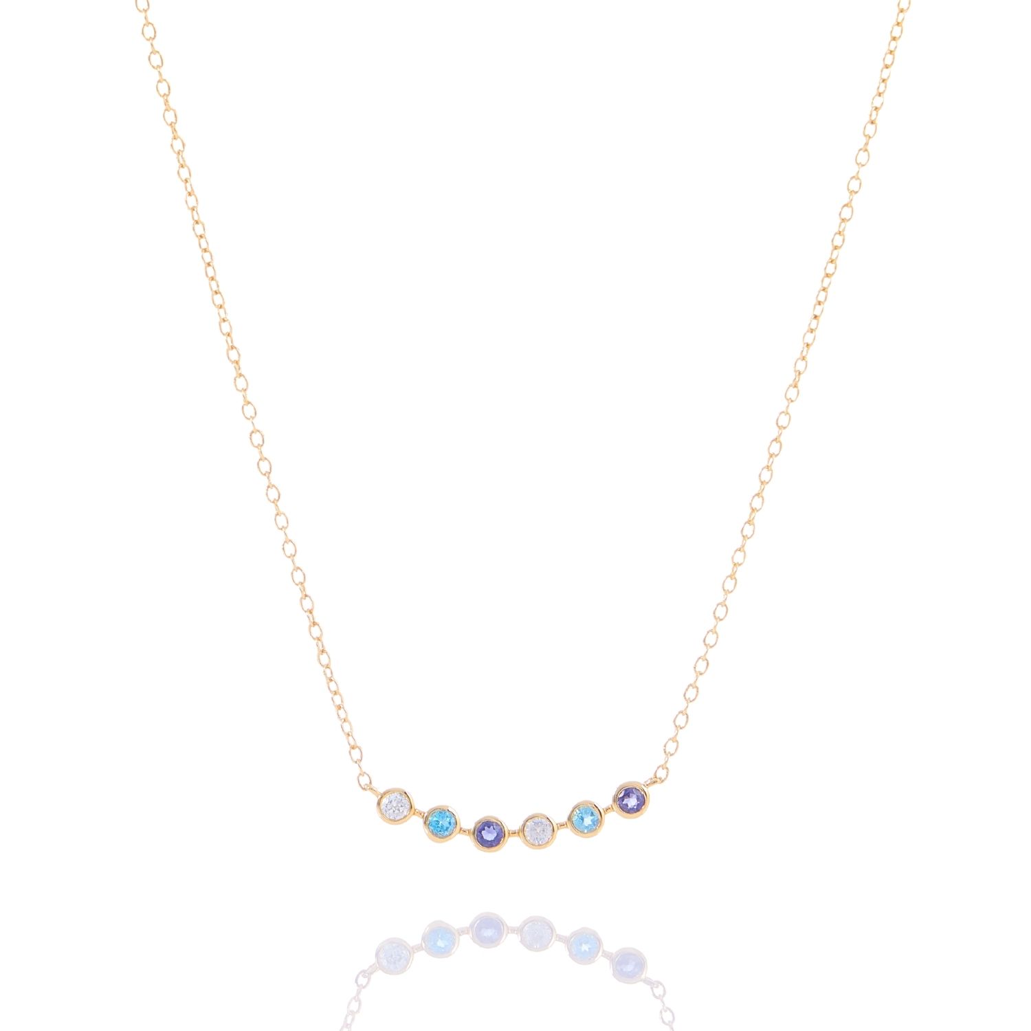 Inari Jewellery Women's Blue / Gold / White Love Meter Necklace - Gold Vermeil, Iolite, Blue Topaz, White Zircon
