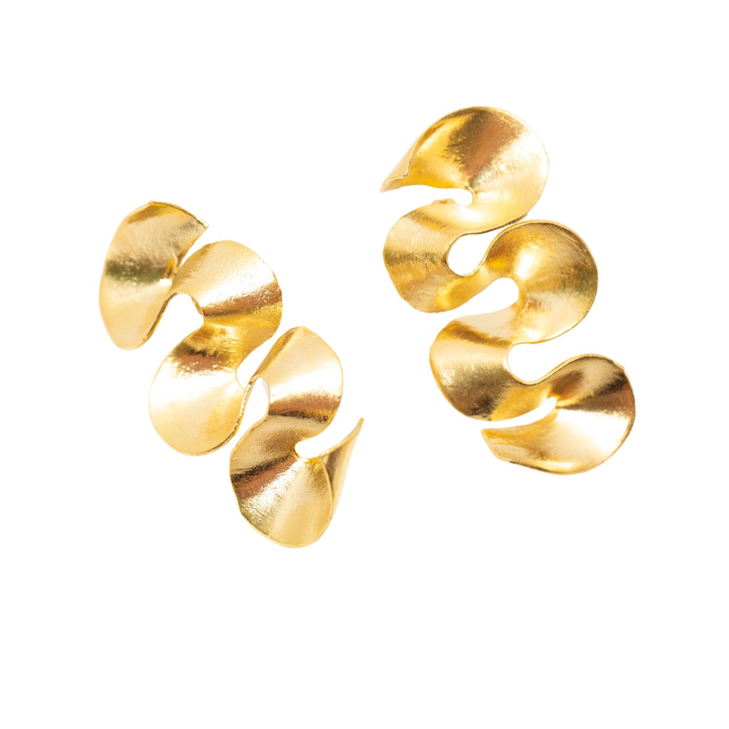 Les Reines Women's Bosphorus Wave - Statement Earrings 24k Gold Plated