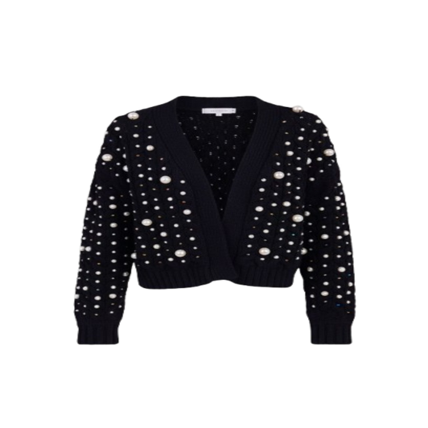 Saachi Women's Holiday Black Cardigan Pearl Knit In Black