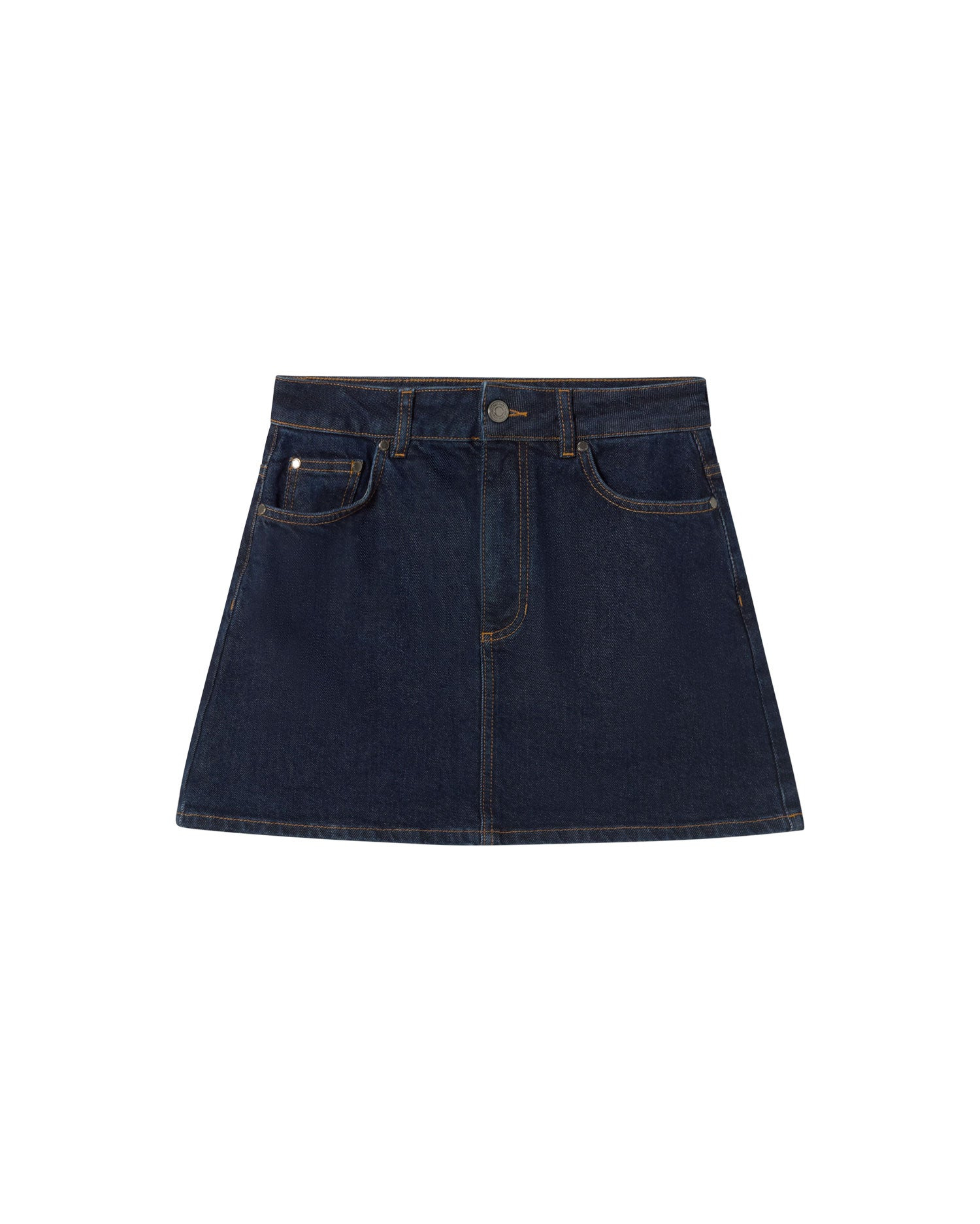 Thinking Mu Women's Blue Kimmy Dark Clean Denim Skirt In Blue