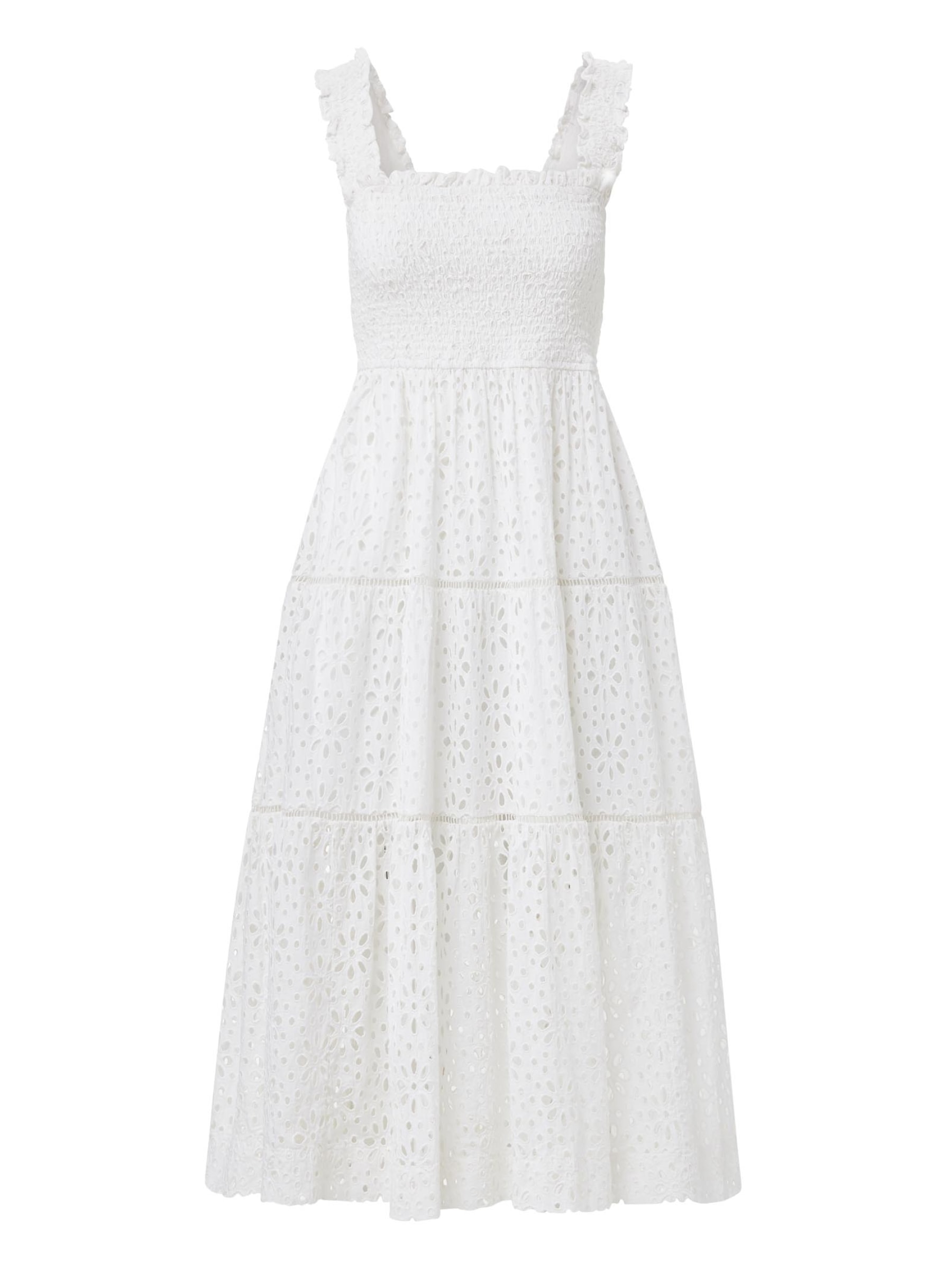Women's Neutrals / White Kristen Cotton Lace Dress In Seaside Eyelet Fresh White | Xs/S | Change of Scenery