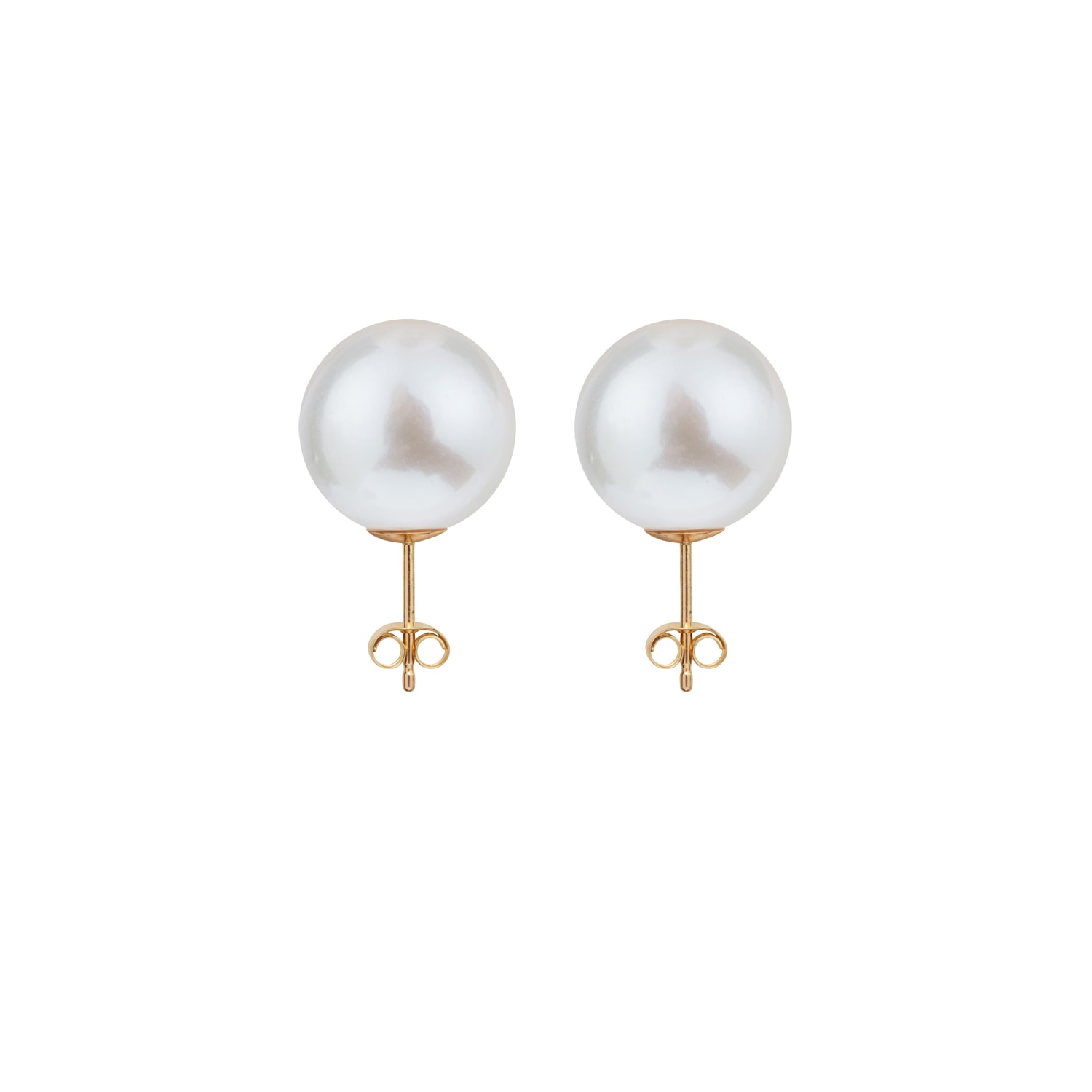 Ora Pearls Women's White / Gold Large Pearl Studs Earrings - Solid 9ct Gold