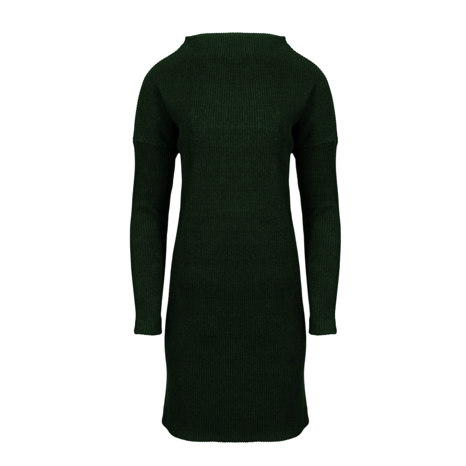 Women’s Green Casual Ribbed Mini Dress - Tunic S/M Oh!Zuza Night & Day