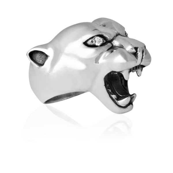 Gucci Panther Ring Silver With Diamond