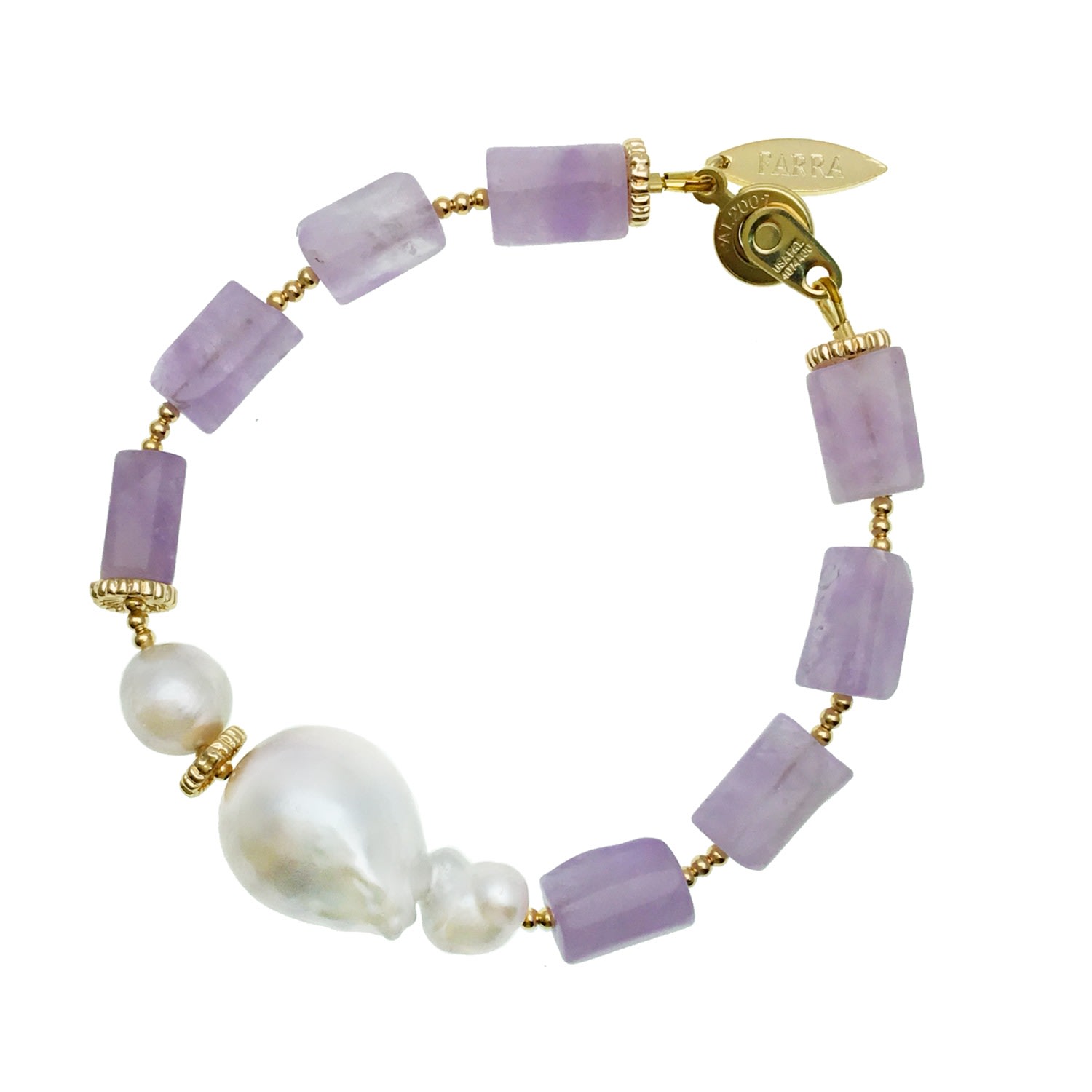 Farra Women's Pink / Purple Amethyst & Baroque Pearl Bracelet In Multi