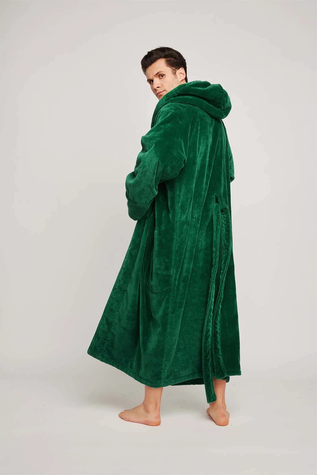 Emerald green dressing gown with hood sale