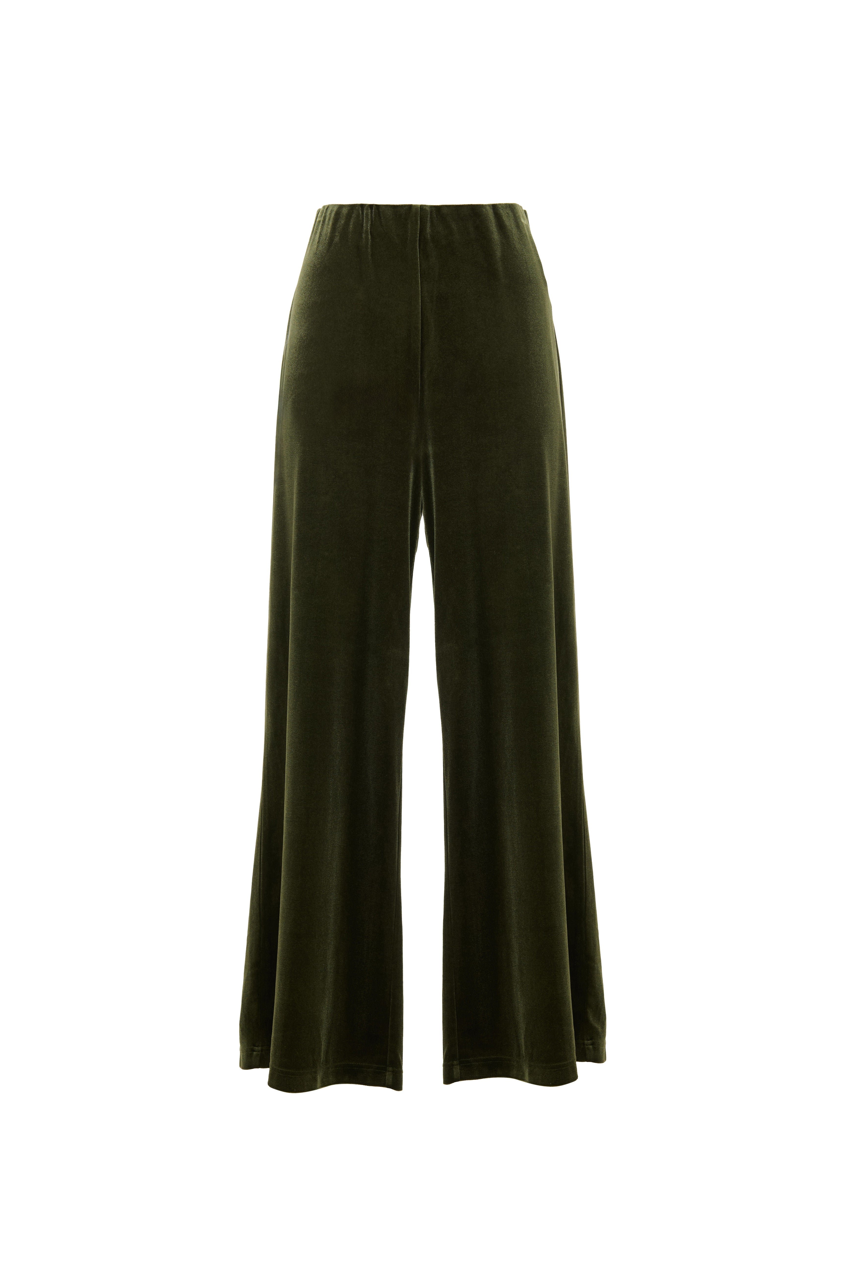 Louche Women's Green Melvin Velvet Wide Leg Trousers - Sage In Green