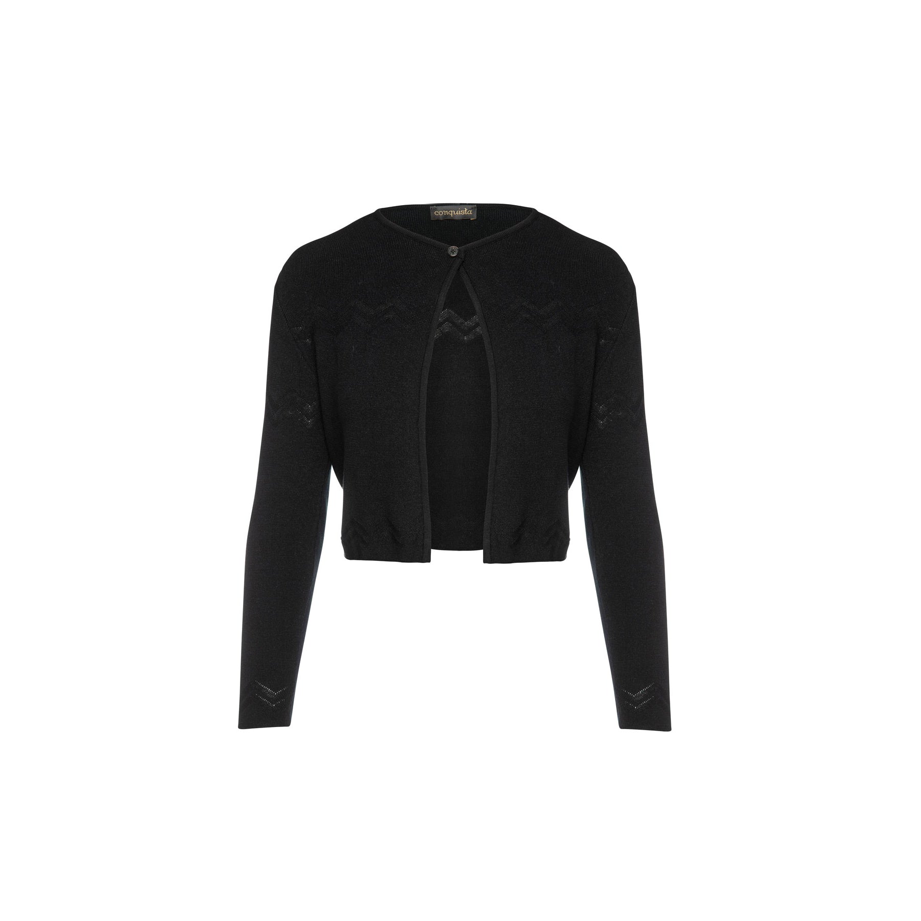 Conquista Women's Zigzag Black Knit Cardigan In Black