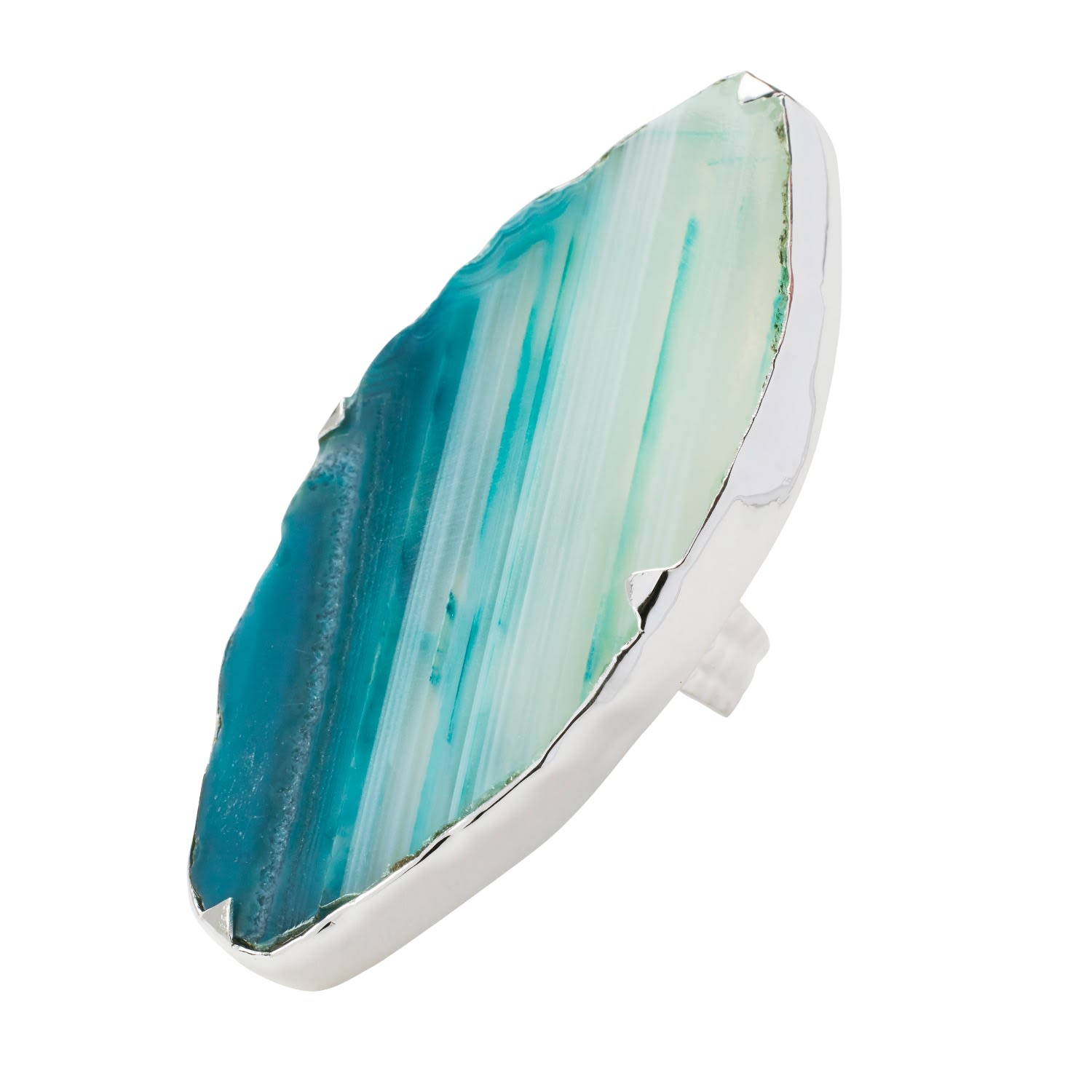 Yaa Yaa London Women's Green / Silver Sterling Silver Grande Aqua Turquoise Gemstone Adjustable Ring In Metallic