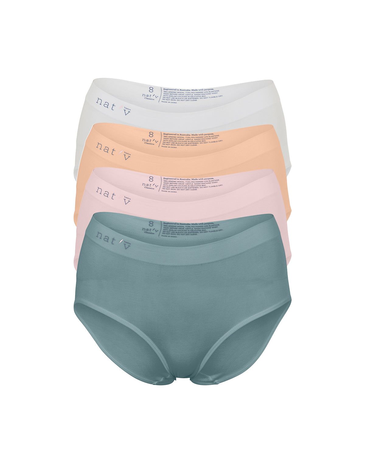 Women’s White / Neutrals / Blue Classic Brief Set Of Four In Blanco, Bone, Blush & Blue XXL Natv Basics