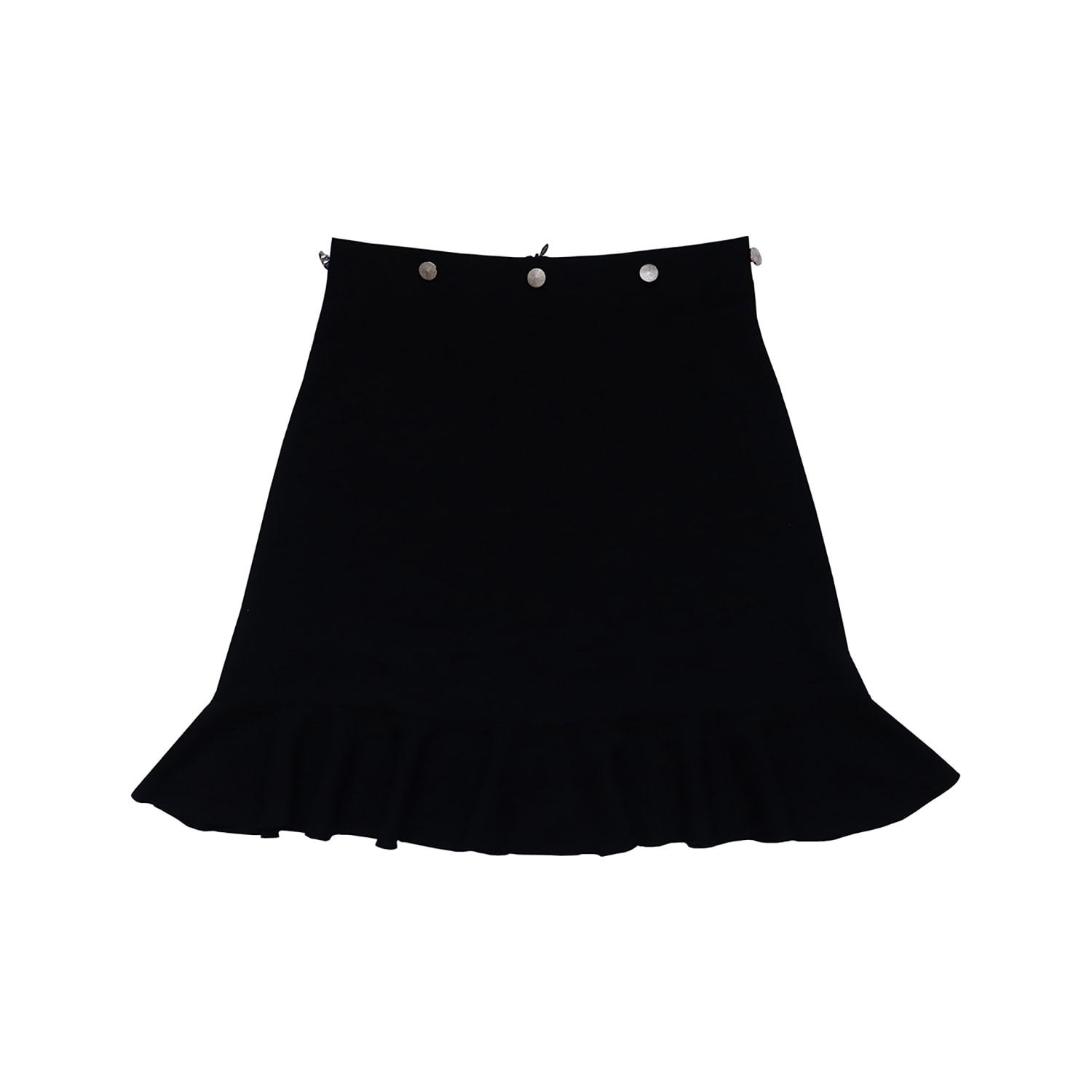 Women’s Ama Ruffled Mini Skirt With Metall Buttons - Black Extra Small 2Kstyle