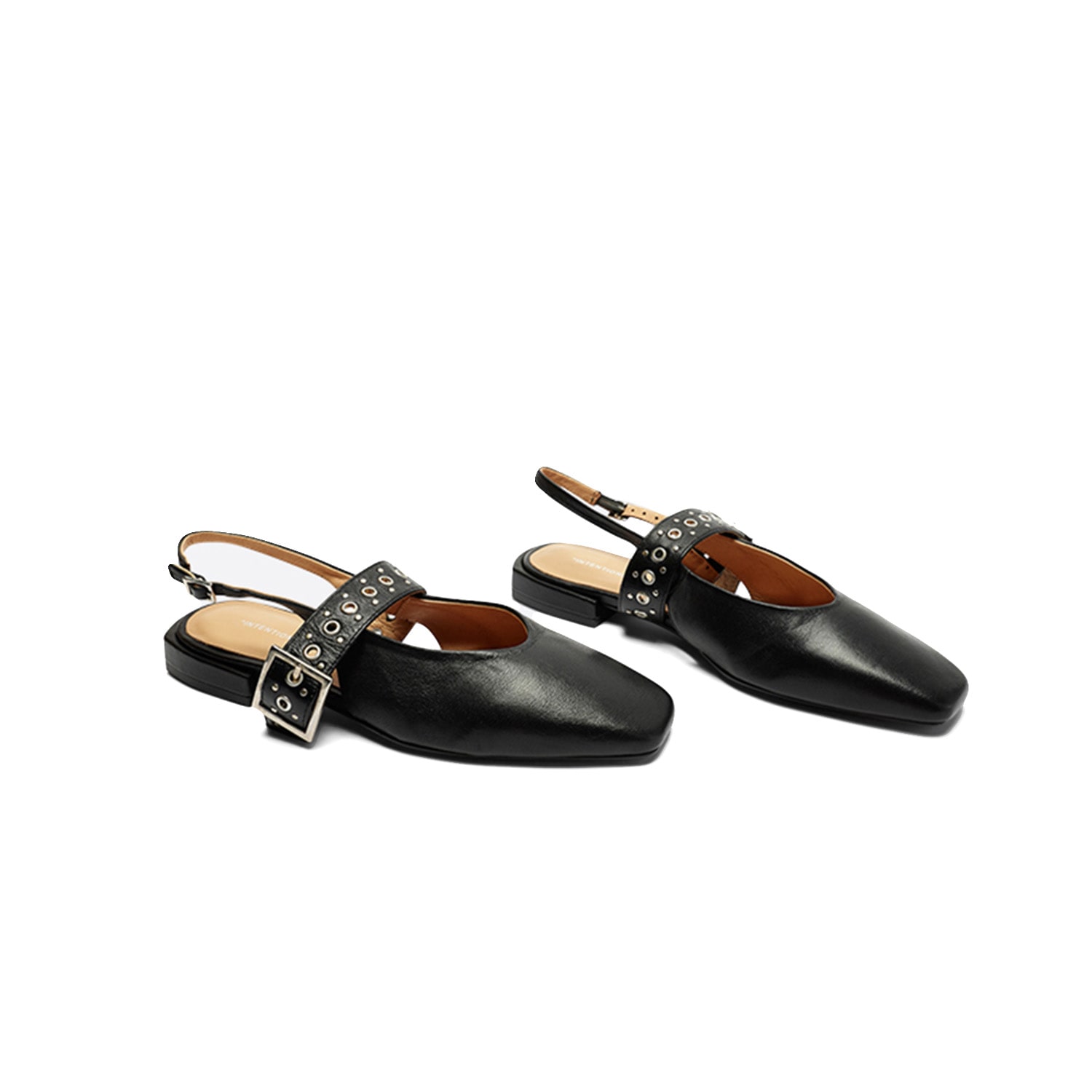 Intentionally Blank Pearl Flats Black In Black