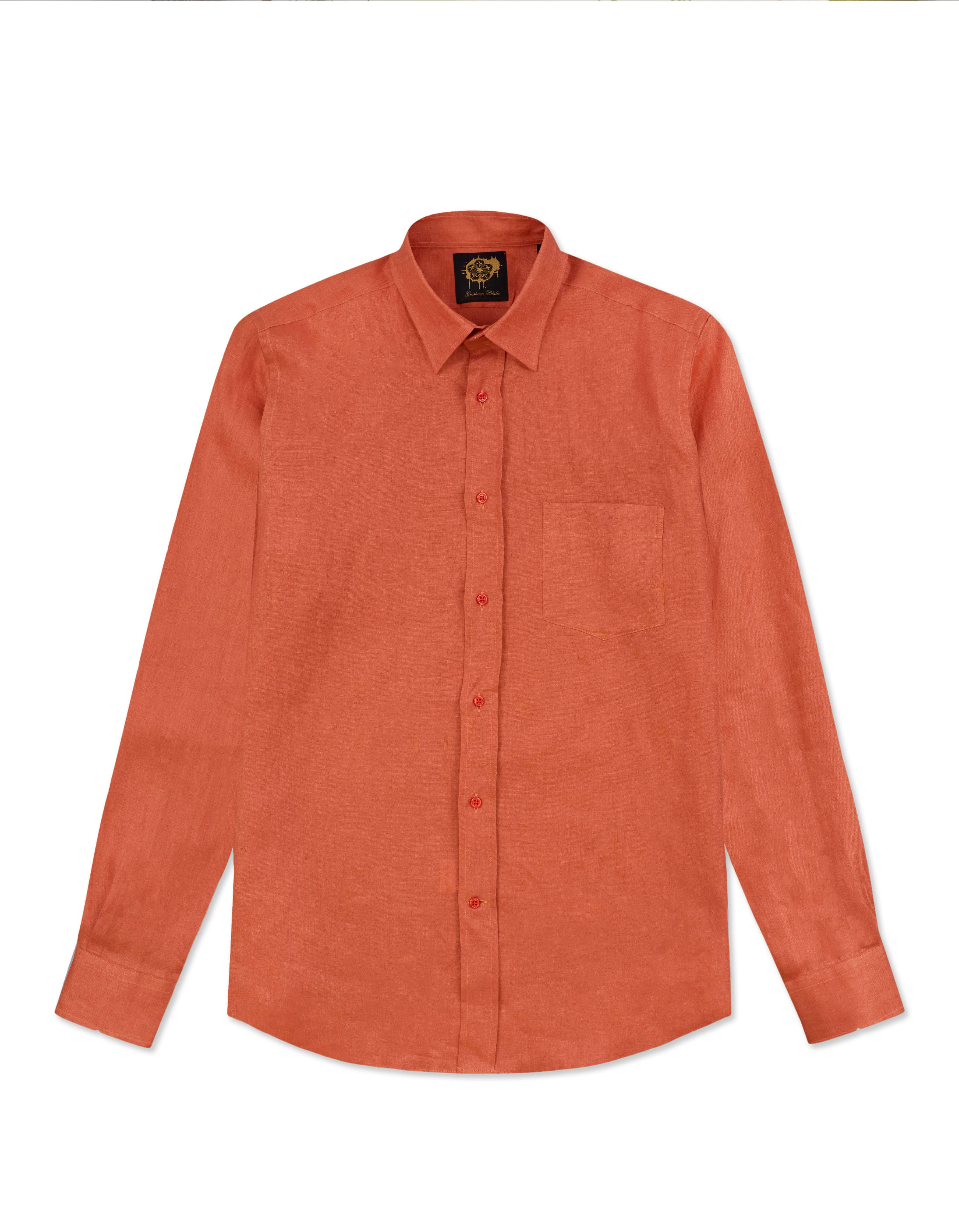 Gresham Blake Men's Red Wild Salmon Linen Shirt