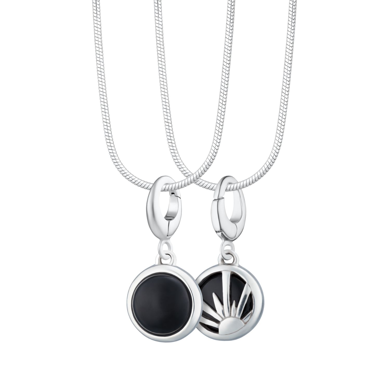 Lily Charmed Women's Sterling Silver Black Onyx Healing Stone Necklace With Round Snake Chain - Protection Charm 