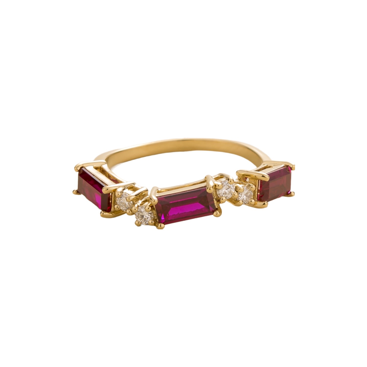 Juvetti Women's Gold / White / Red Forma Ring In Ruby & Diamond