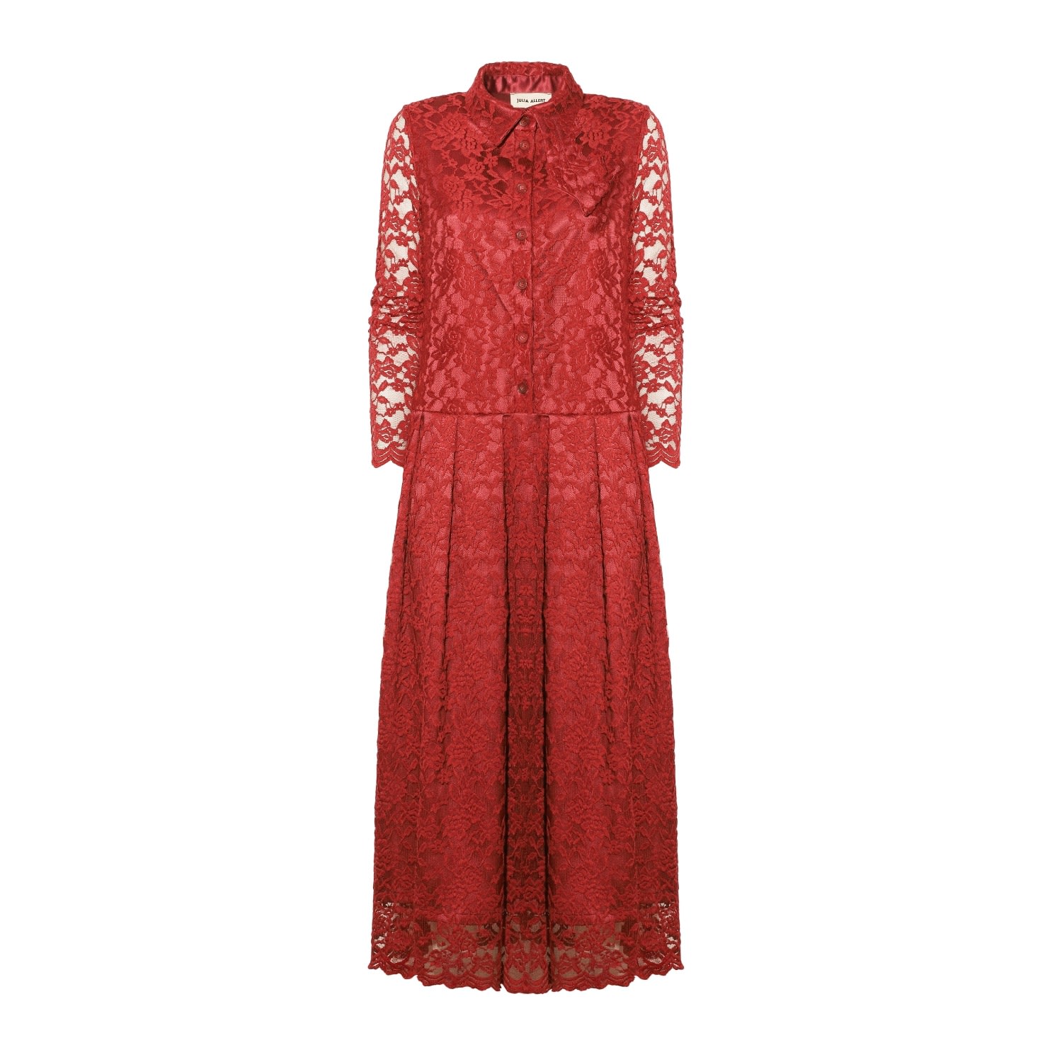 Julia Allert Women's Feminine Lace Shirt Dress With Half-placket Red In Red