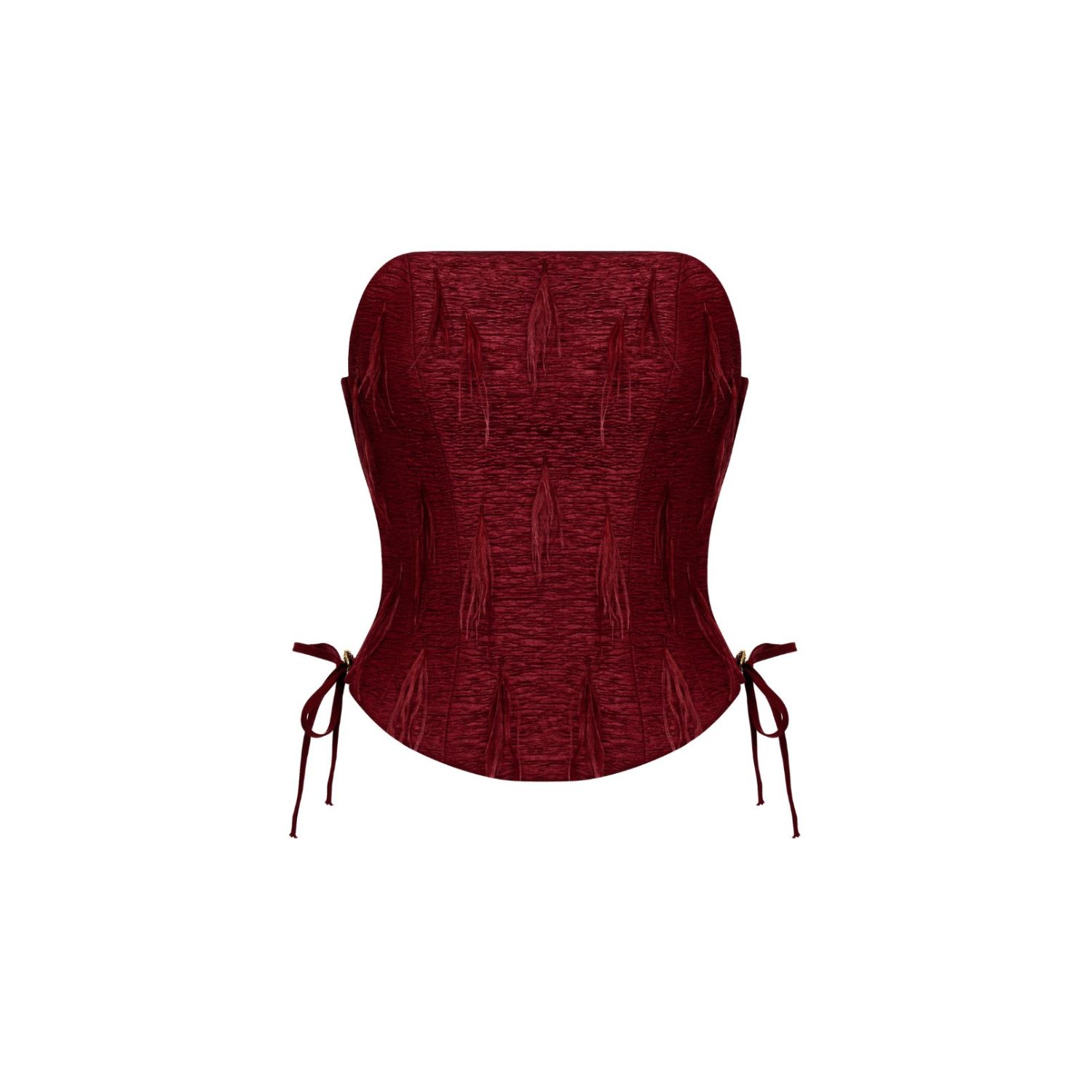 Women's Woven Feather Corset – Crimson Red | Small | Elsava