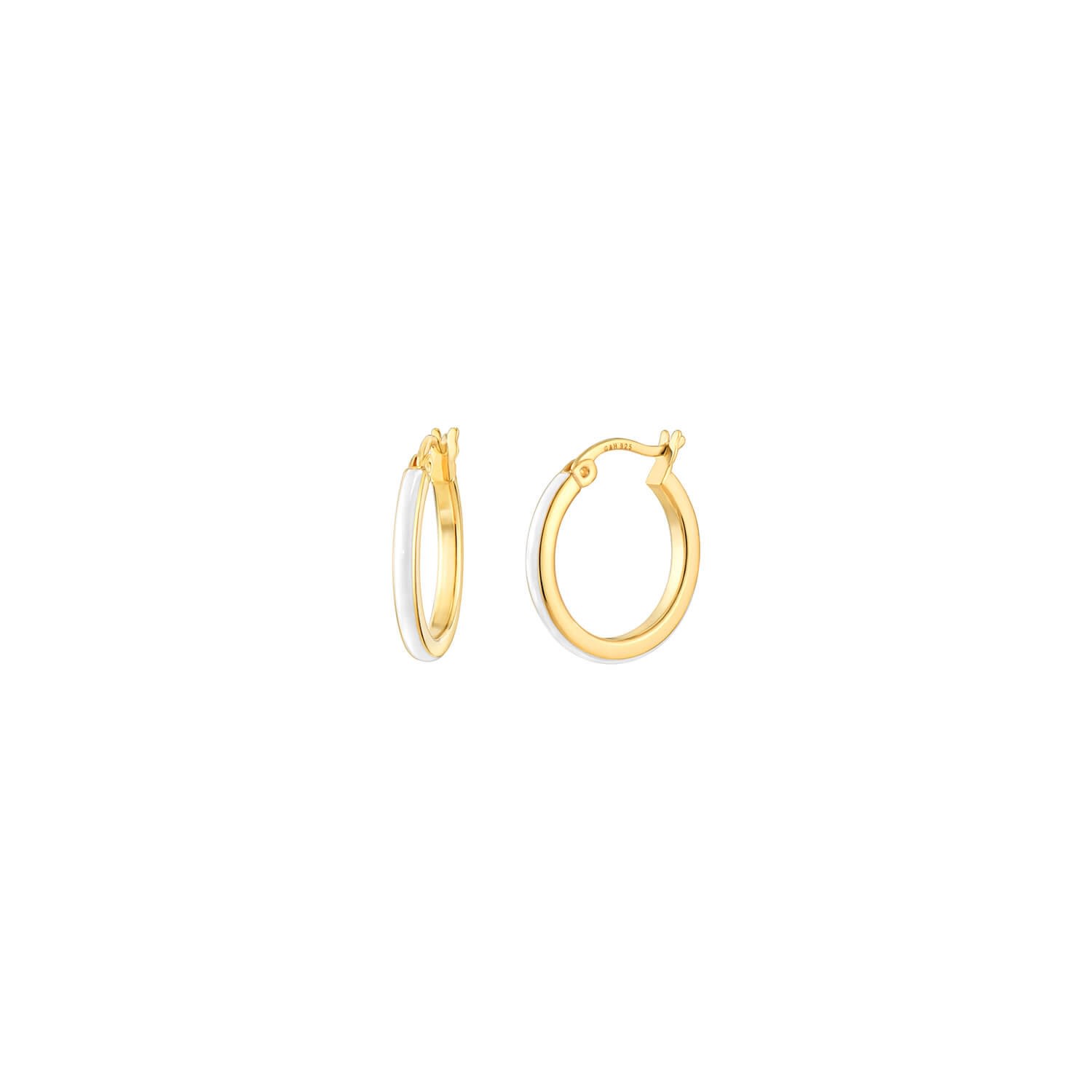 Women’s Gold / White Petite Enamel Huggie Hoops In White Gold & Honey