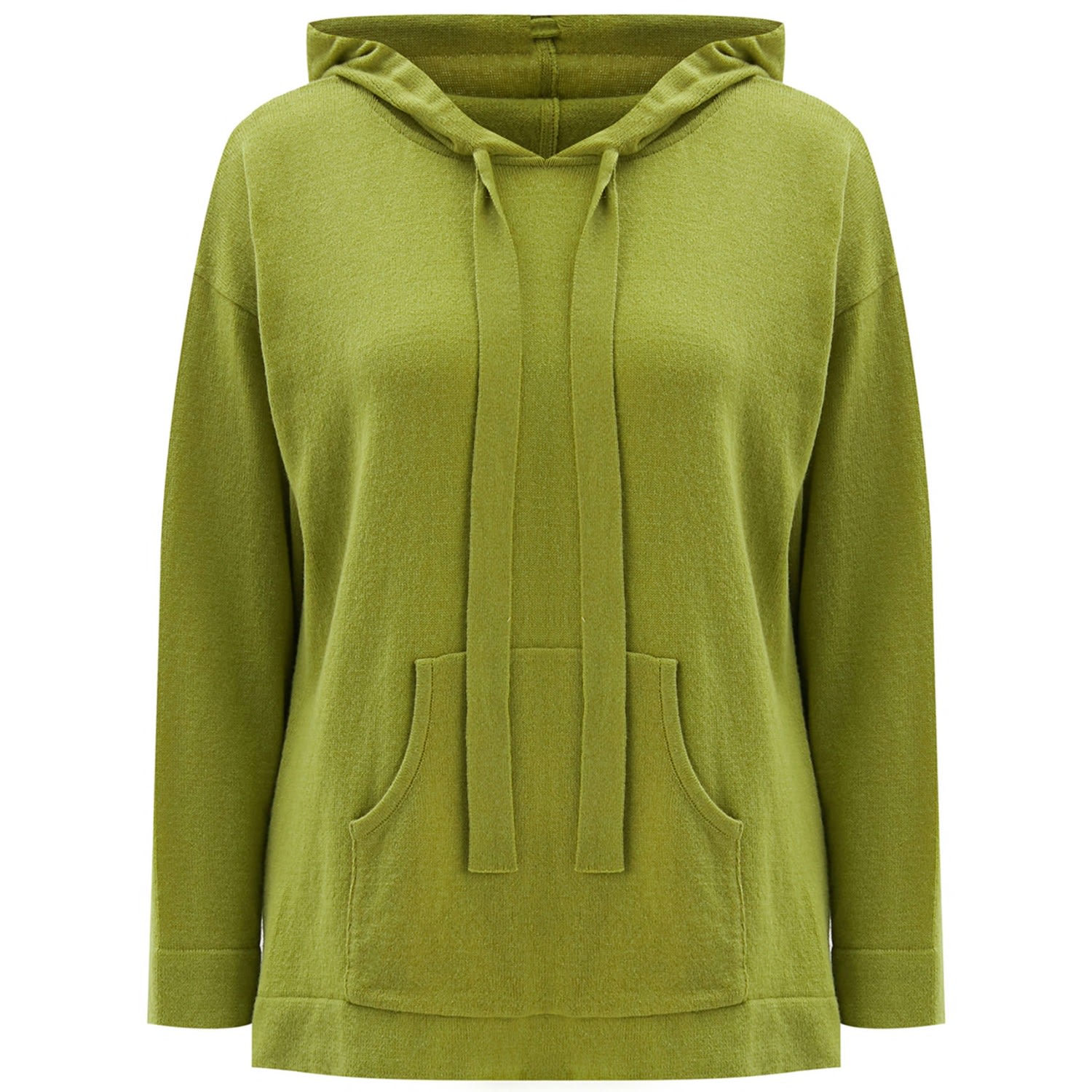 Women’s Cashmere Blend Knit Hoodie Pullover Sweater - Green Medium Peraluna