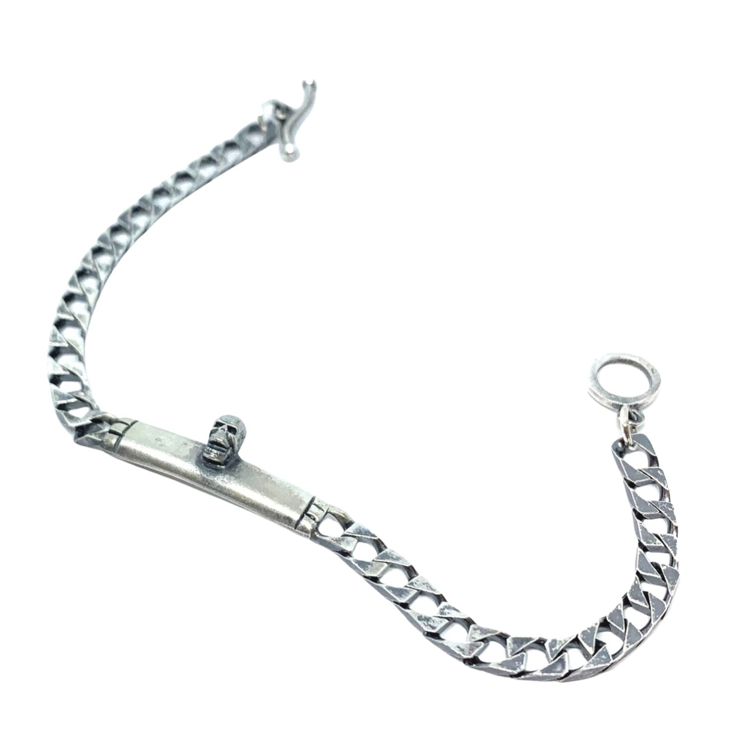 Tg-jewellery By Tamara Gervasio Skull Men's Flat Curb Silver Bracelet