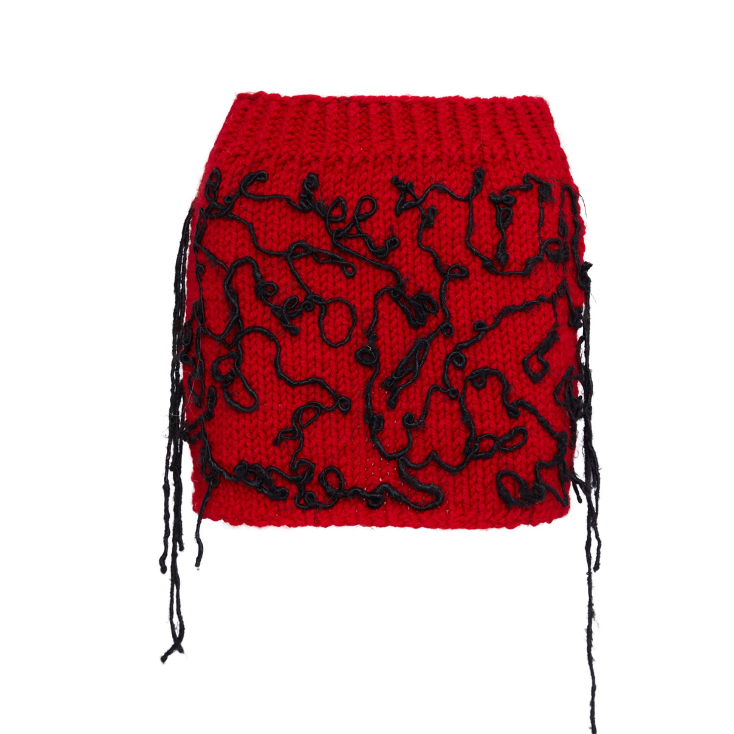 Women's Red Fire Chunky Knit Skirt | Small | Sarah Regensburger