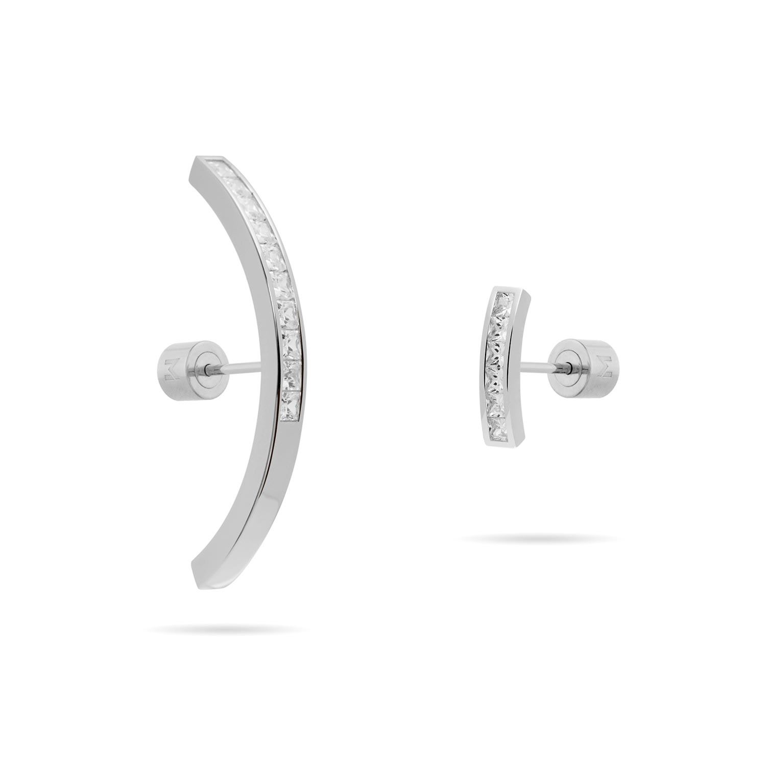 Meulien Women's White / Silver Arc Pave Cz Mismatched Earrings - Silver, Clear Cz In White/silver