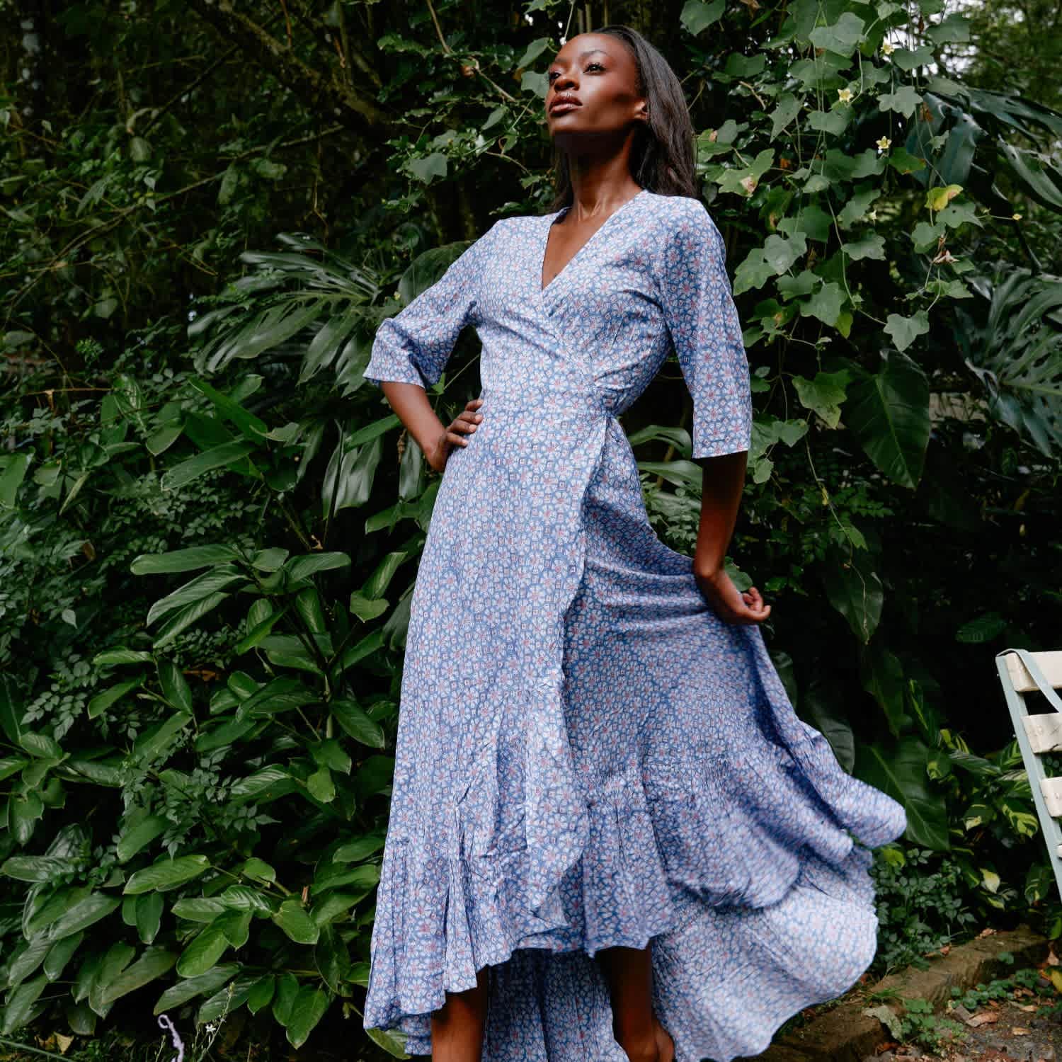 blue floral wrap dress Buy Friends Like These Cobalt Chiffon Mix Flutter Sleeve from Next USA The metallic spot with the beautiful floral print. Women's Jua Light Blue Floral