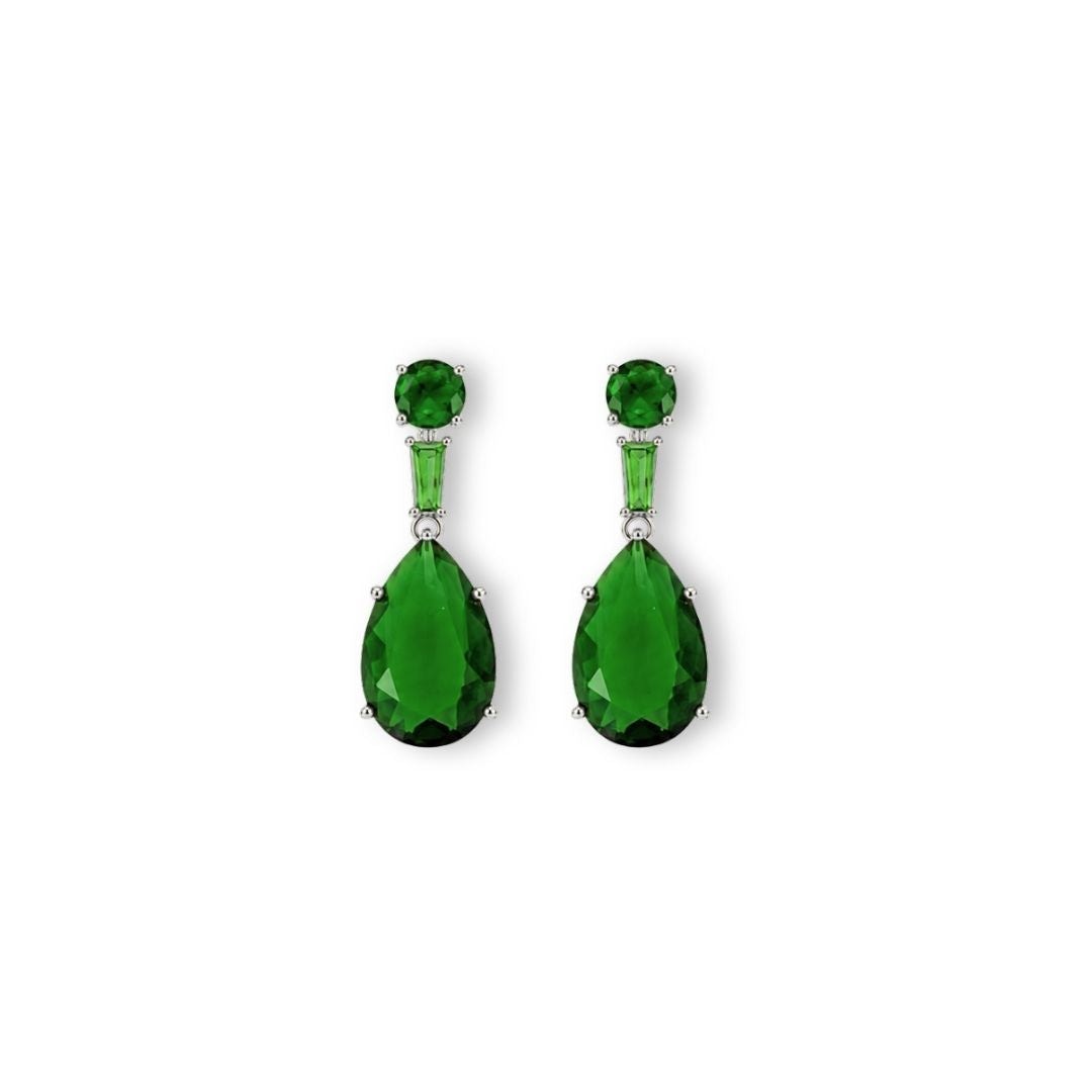 Stephanie Browne Australia Women's Green / Silver Gala Earrings In Emerald And Silver In Green/silver
