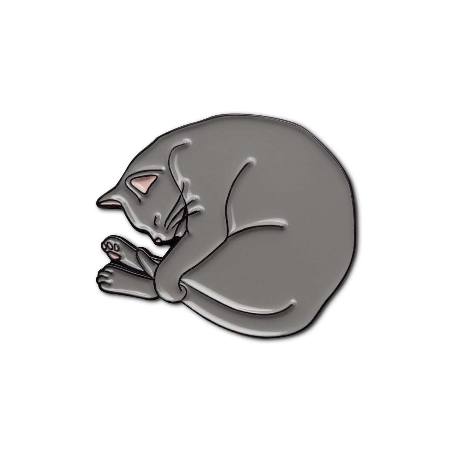 Make Heads Turn Women's Grey Enamel Pin Sleeping Cat In Gray